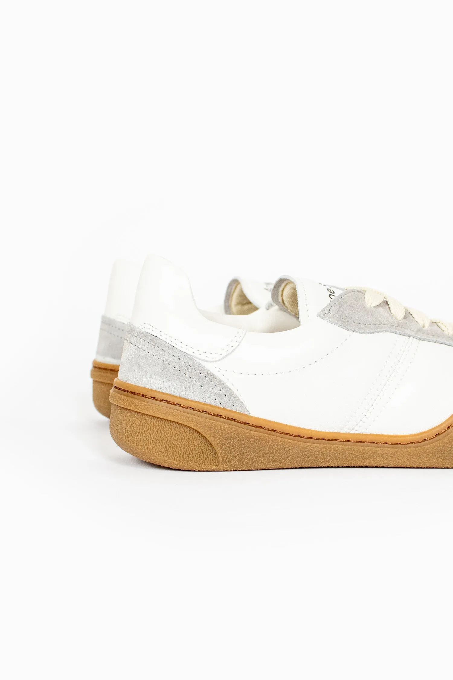 Reinforced Stitch Bonding Lace Up Sneakers White/Brown