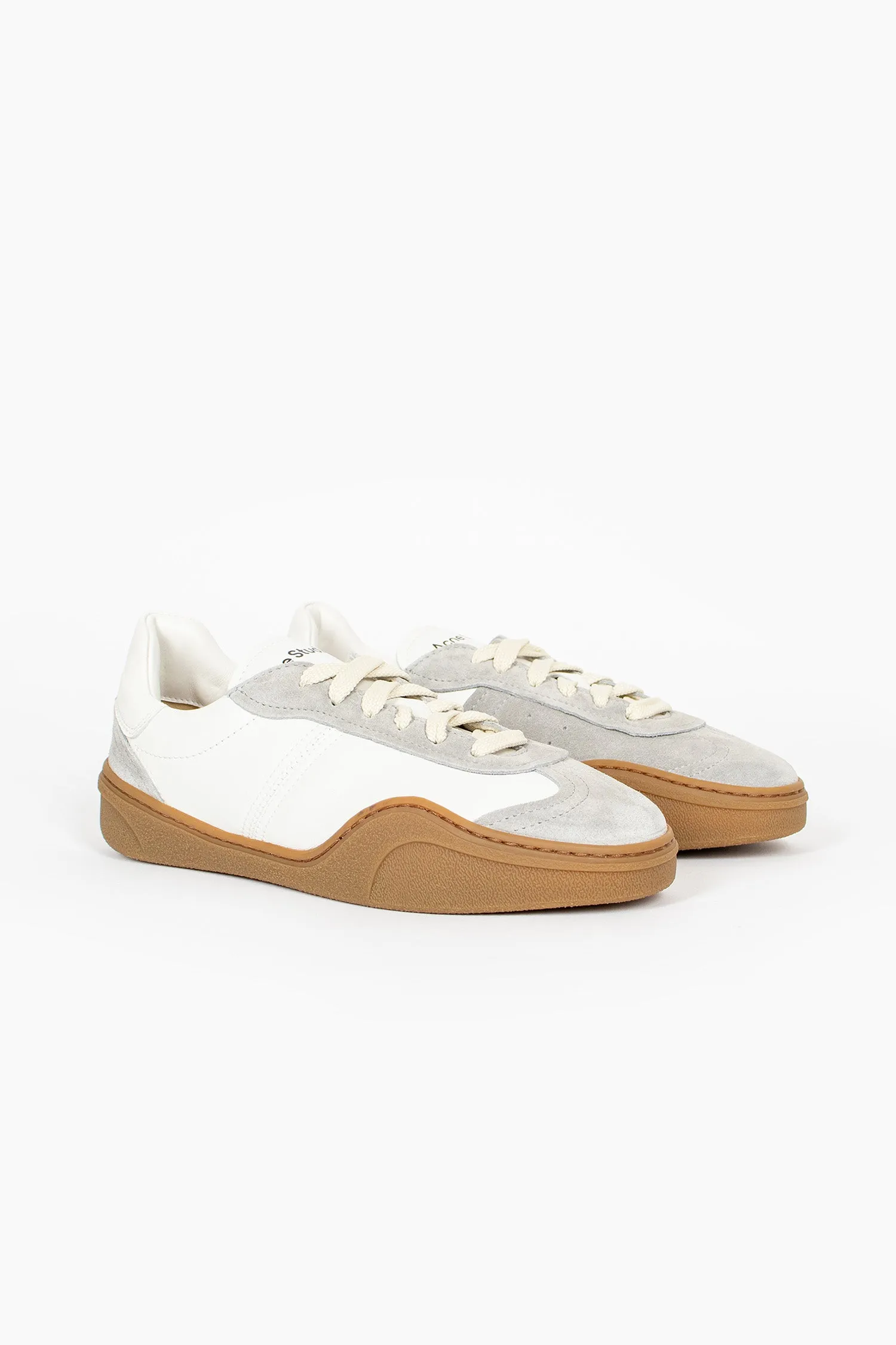 Lace Up Sneakers White/Brown Comfortable Inner Lining