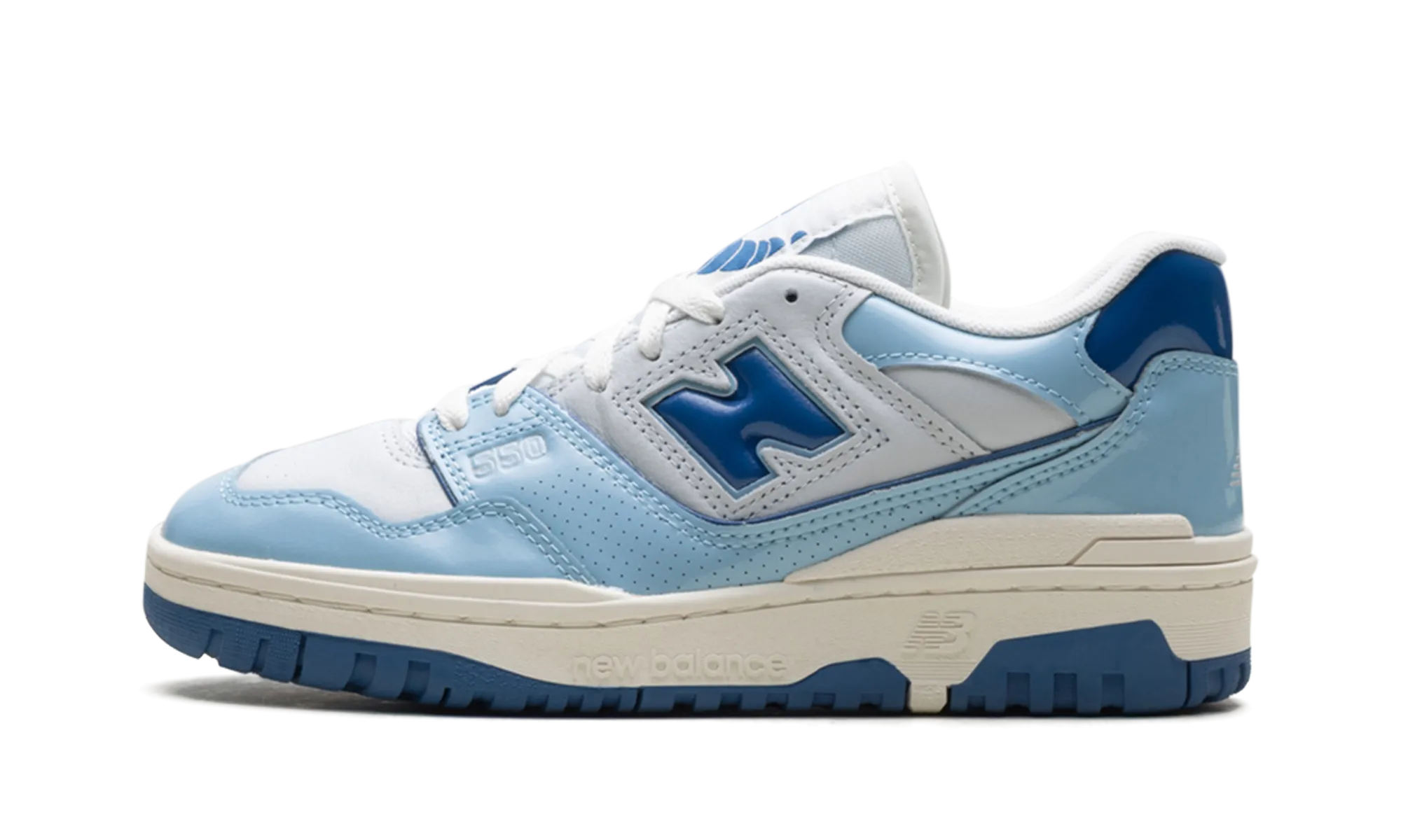 550 "Patent - White / Powder Blue" Comfort Shock sports essentials