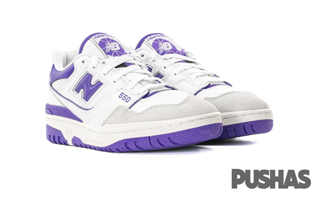 550 'White Purple' Bold Design running in a corporate run shoes