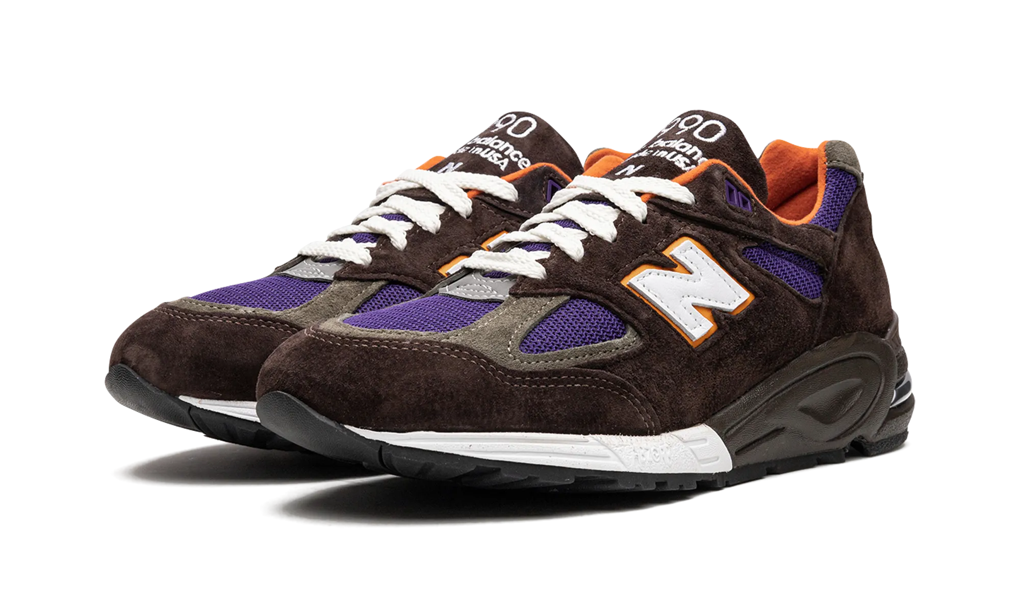 990 v2 "Brown/Orange/Purple" Comfort Heel Cup noiseless - movement - stealth shoes