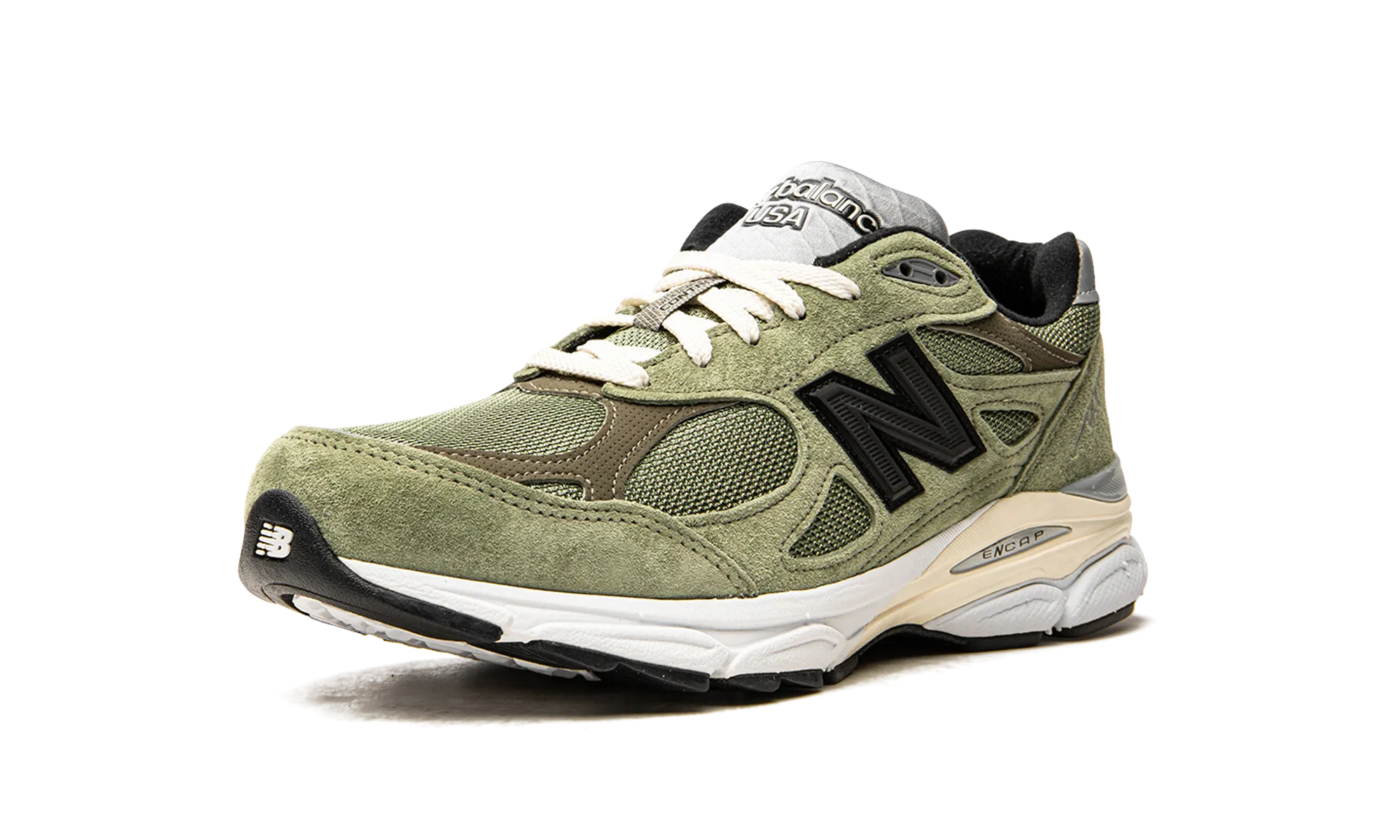 990v3 "JJJJound - Olive" Sweat Wicking running in a stadium shoes