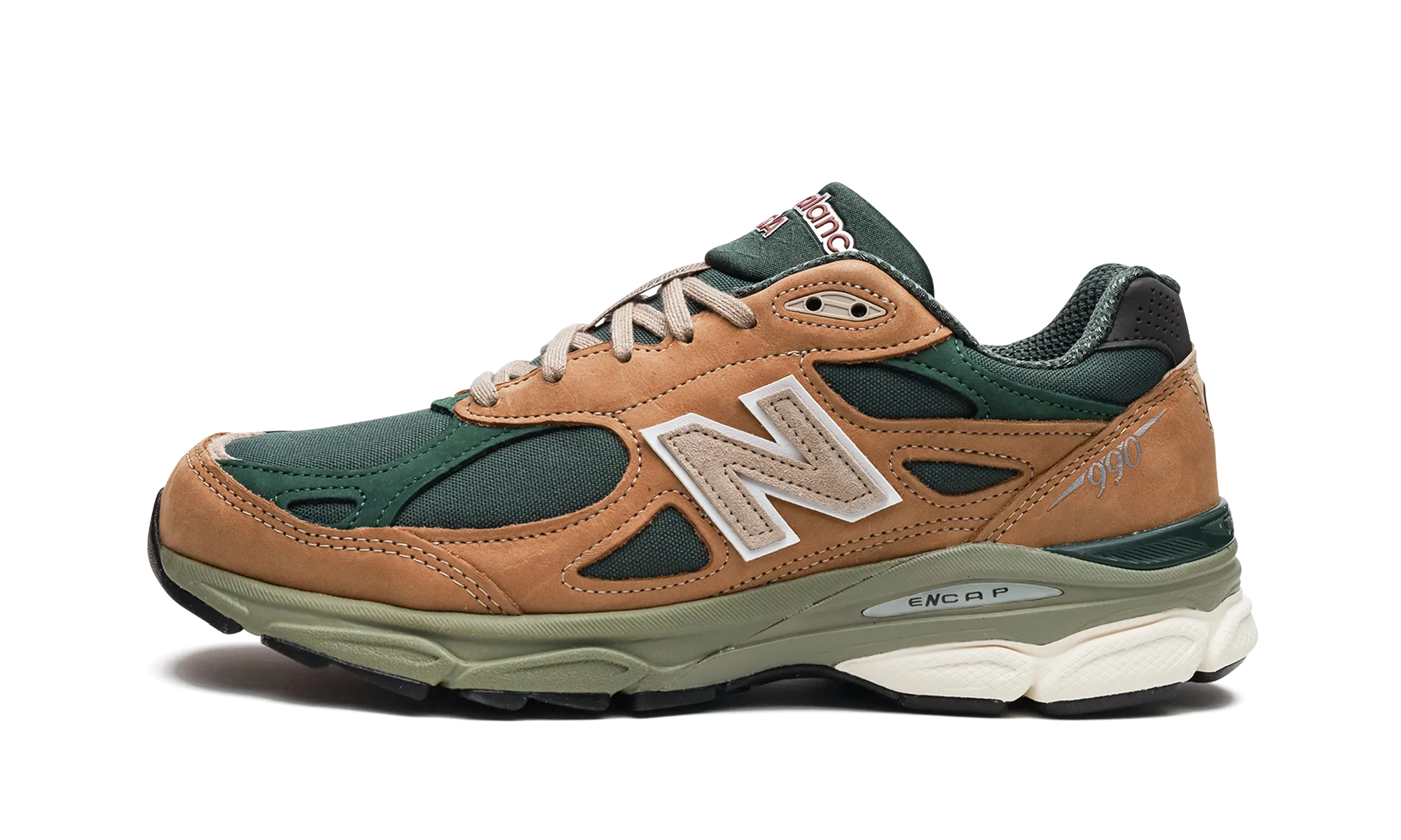 990v3 "Made in USA - Tan / Green" cork insole shoes