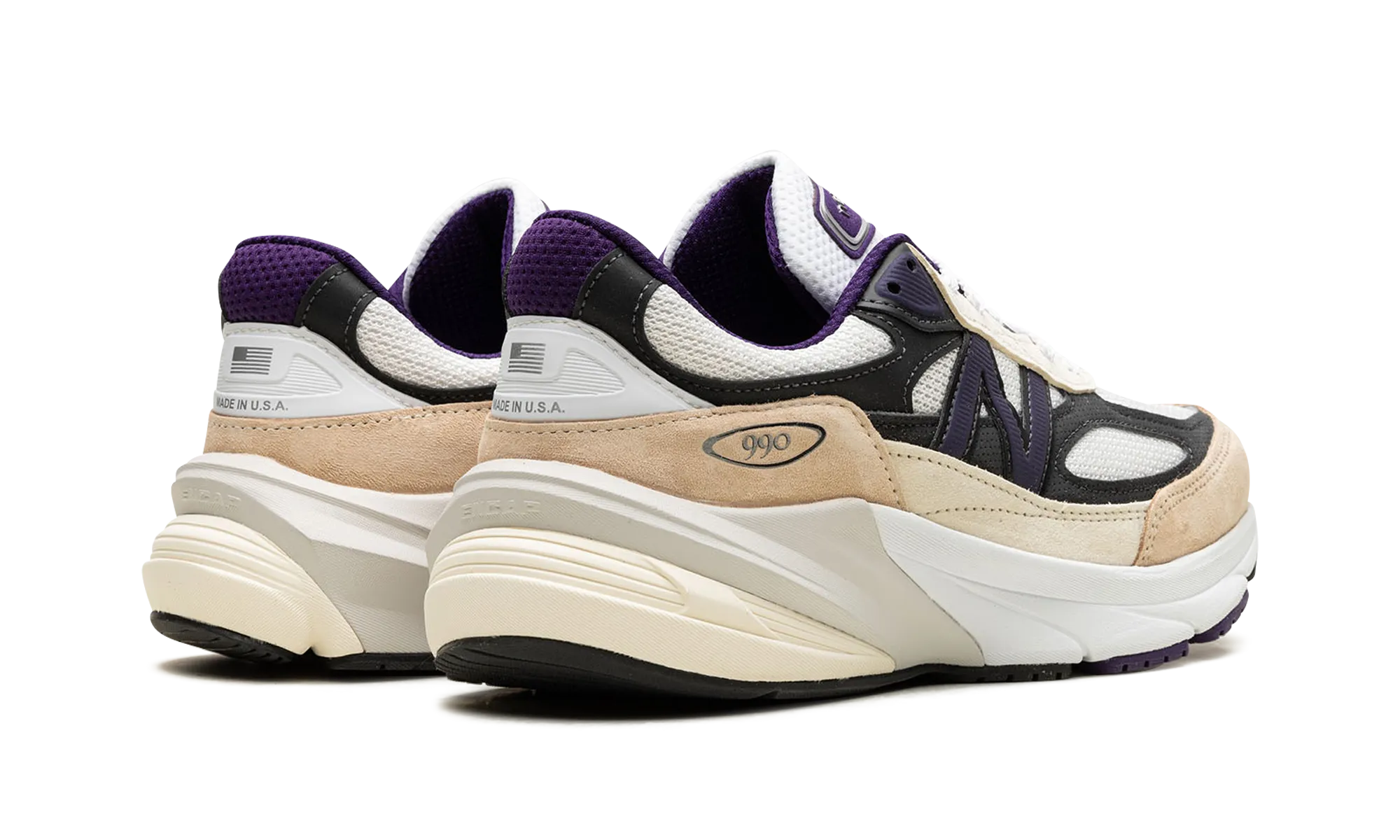 cushioned shoes single - purpose shoes 990v6 "Made In USA - Teddy Santis White Black Plum"