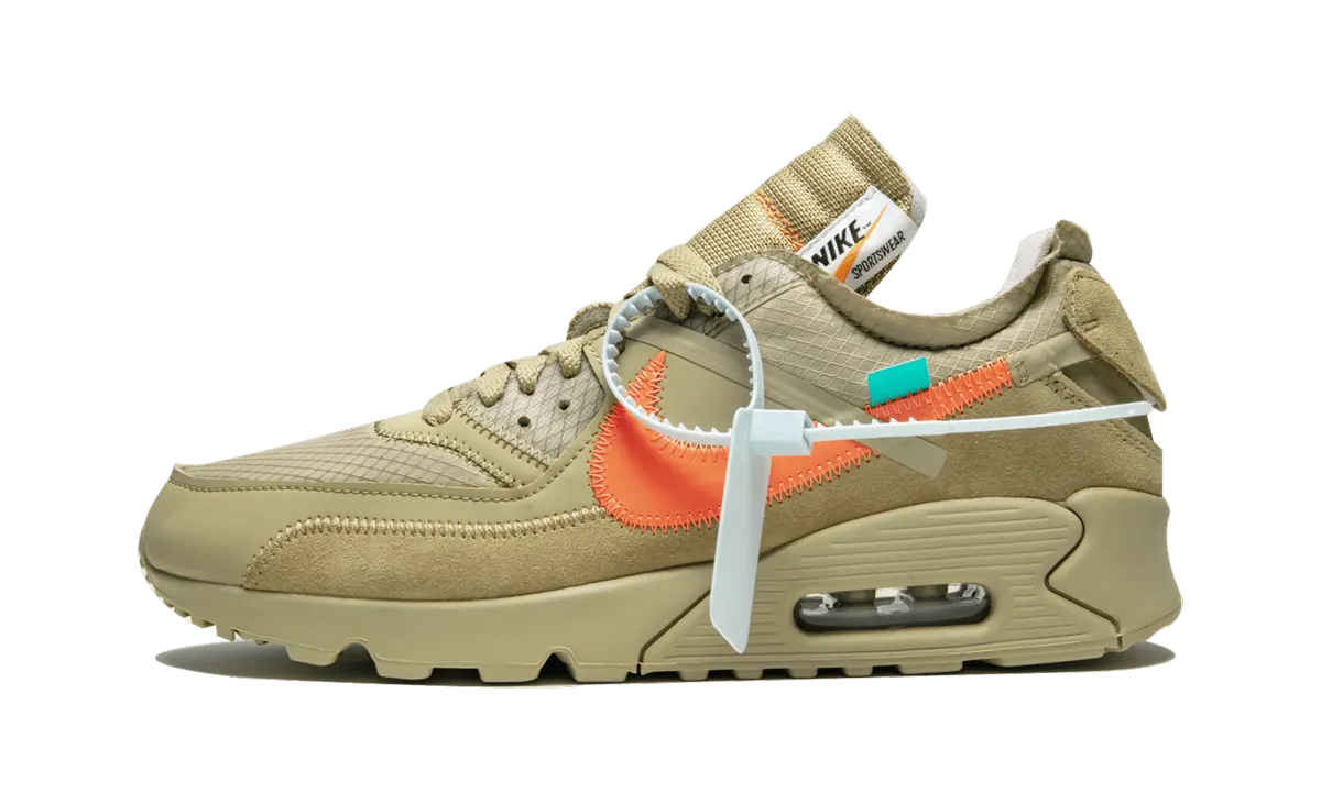 The 10: Air Max 90 "Off-White / Desert Ore" running in a desert shoes