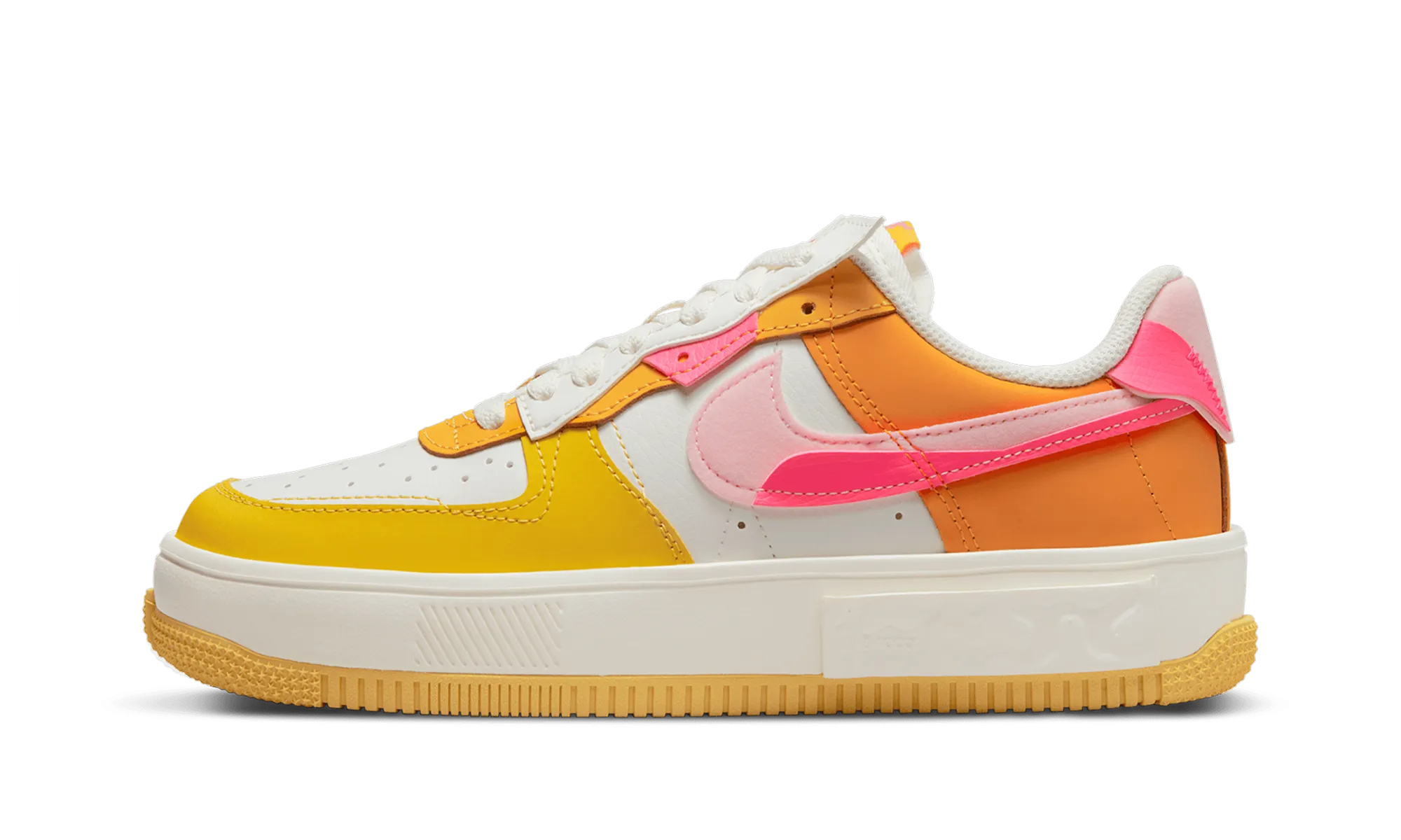 AIR FORCE 1 FONTANKA MNS WMNS "Summit White/Solar Flare/Medium Soft Pink/Hyper Pink" Comfort Heel Hiking