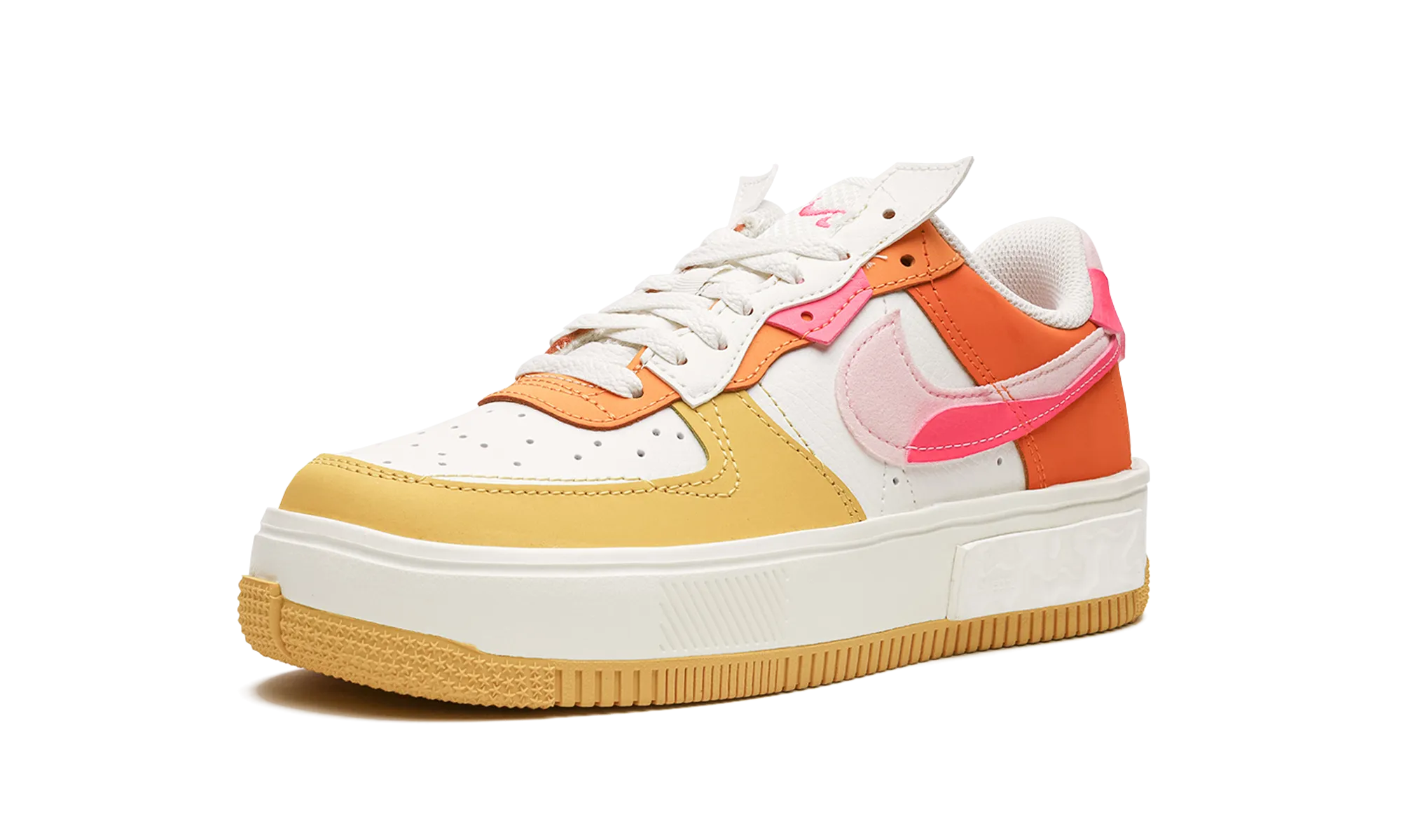 AIR FORCE 1 FONTANKA MNS WMNS "Summit White/Solar Flare/Medium Soft Pink/Hyper Pink" Enhanced Stability
