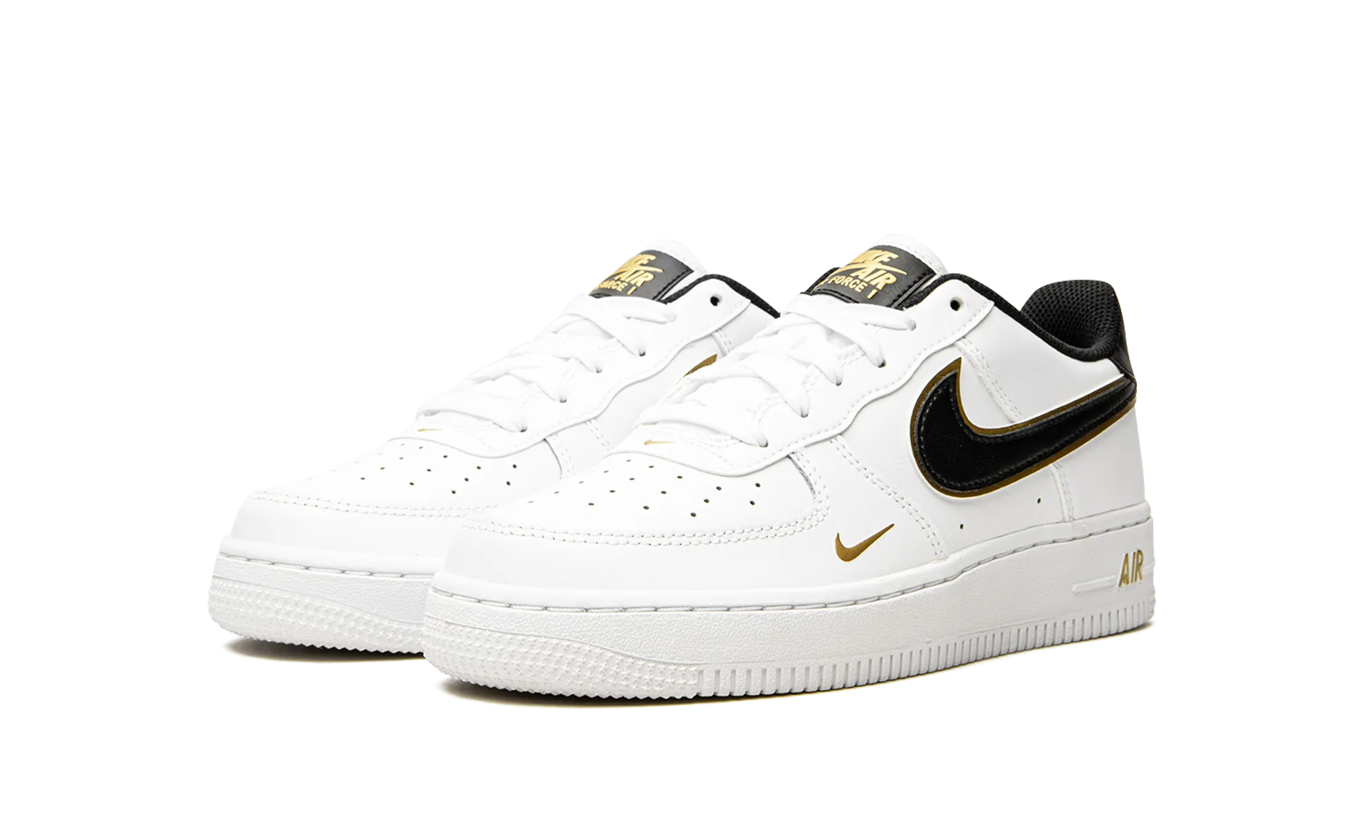 Air Force 1 Low '07 LV8 GS "Double Swoosh White Metallic Gold" Iconic wear