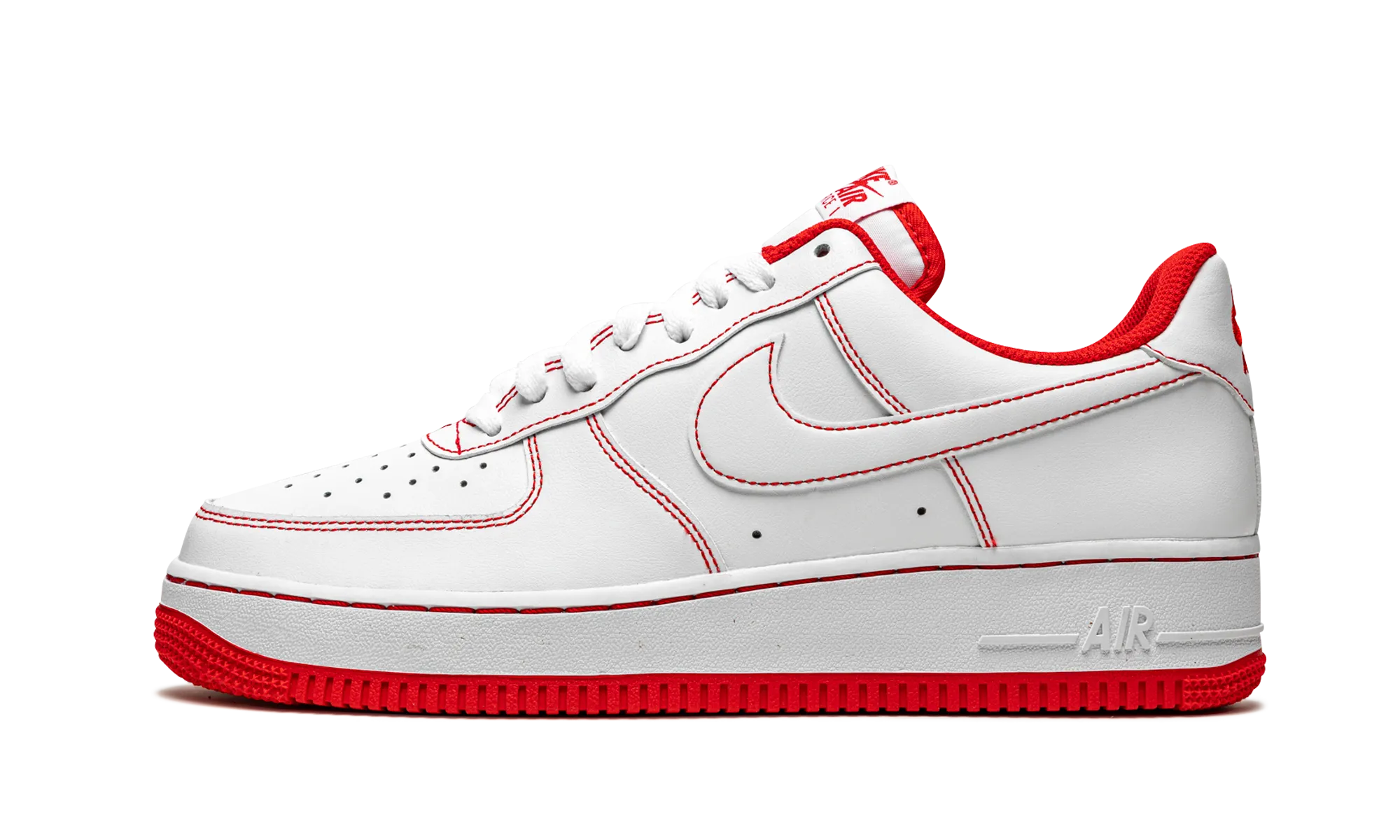 Air Force 1 Low '07 "Contrast Stitch - White University Red" Iconic shock absorption Minimalist Design