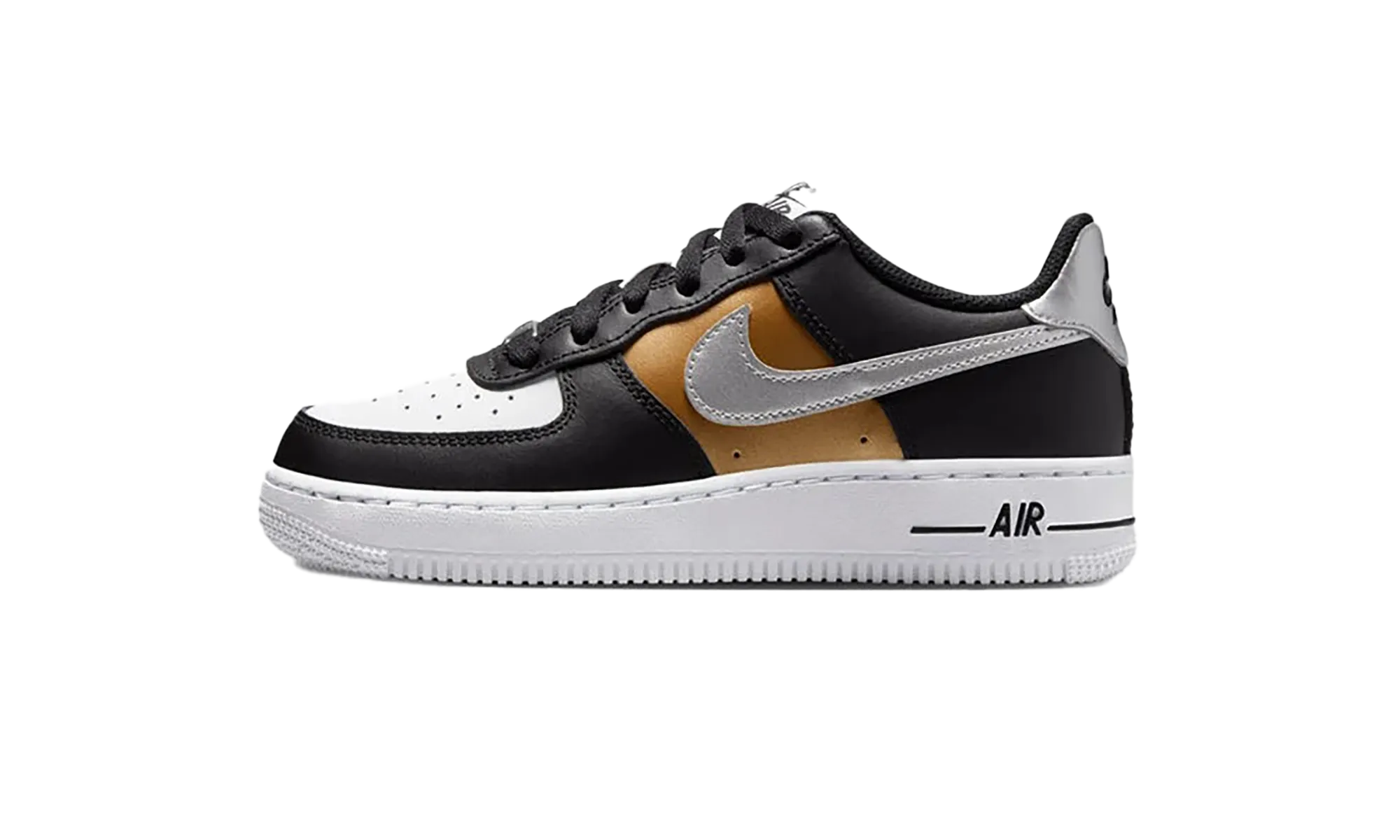 Velcro Strap Rubber Composite Air Force 1 Low GS "Black Metallic Silver"