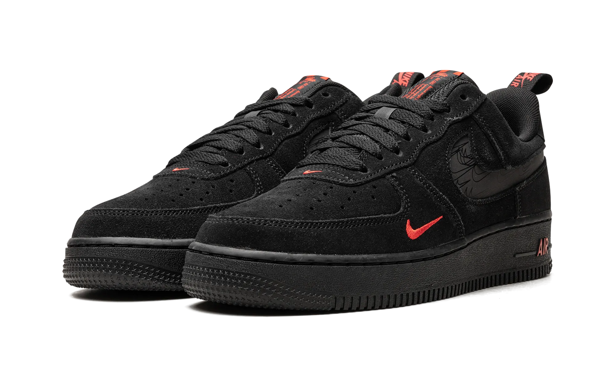 Air Force 1 Low "Multi Swoosh Black Crimson" Reinforced Eyelet Construction