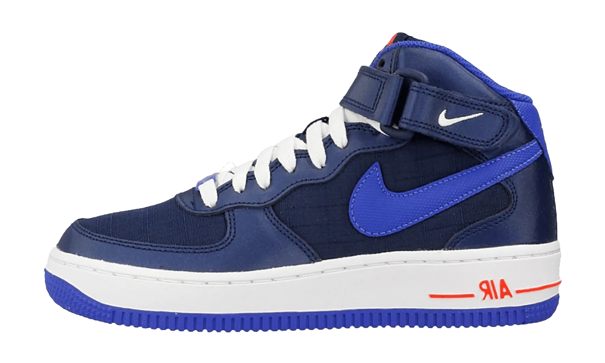Air Force 1 Mid GS "MID NAVY / LYN BL WHITE BRGHT CRM" suede upper Distinctive cushioning