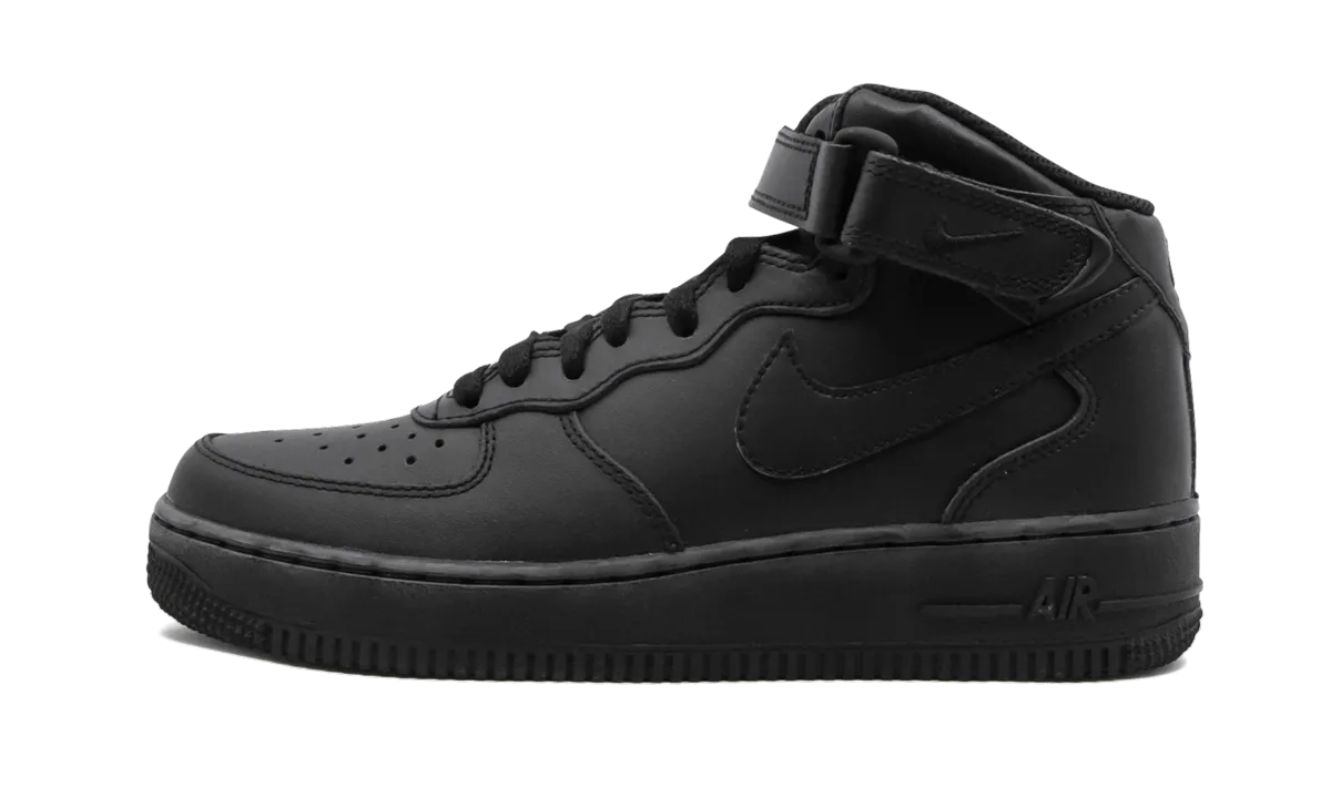 Eco Friendly Dyeing Microfiber Overlay Air Force 1 Mid GS "Triple Black"