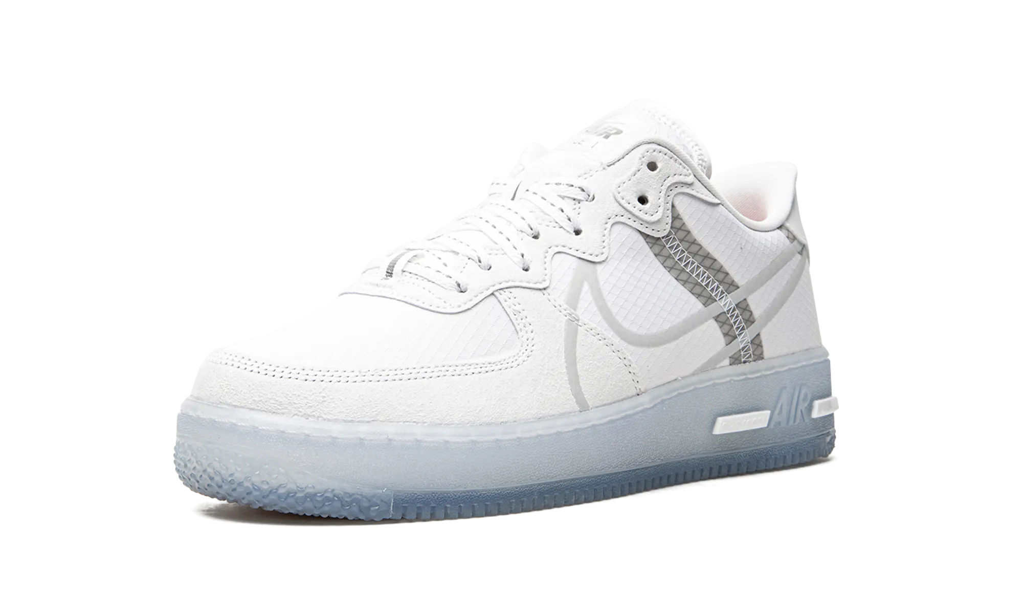 Anti blister Asymmetric Lacing System Air Force 1 React "White Ice"