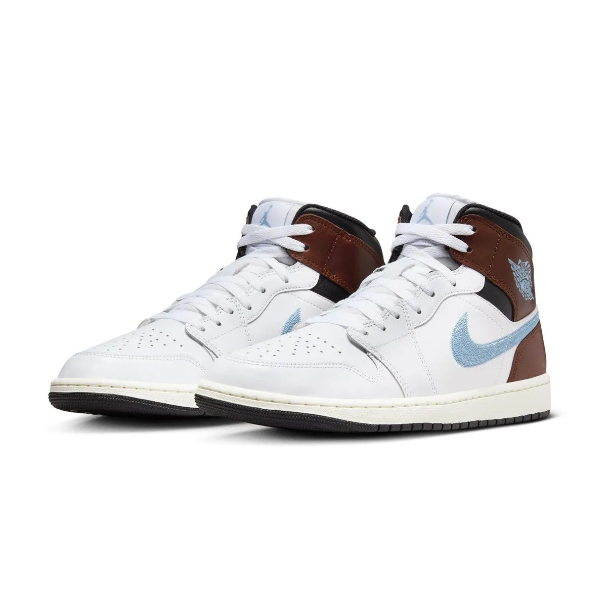 Good kids' large Air Jordan 1 Mid SE 'Brown Blue Grey'