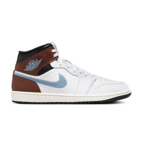 Air Jordan 1 Mid SE 'Brown Blue Grey' synthetic sole release
