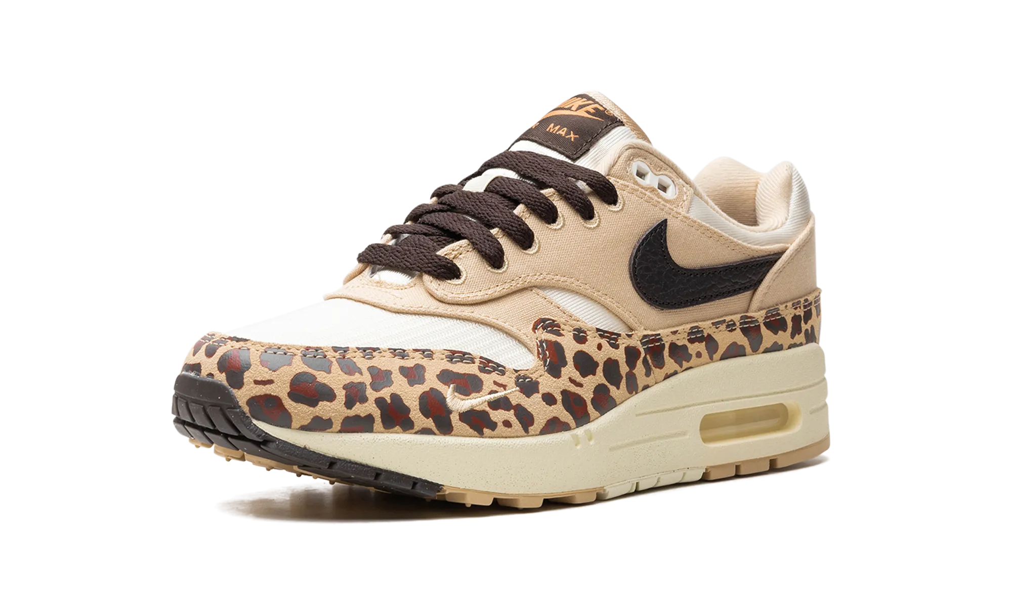 Air Max 1 '87 WMNS "Sesame Leopard" outdoor running shoe application synthetic - upper - durability - strength shoes
