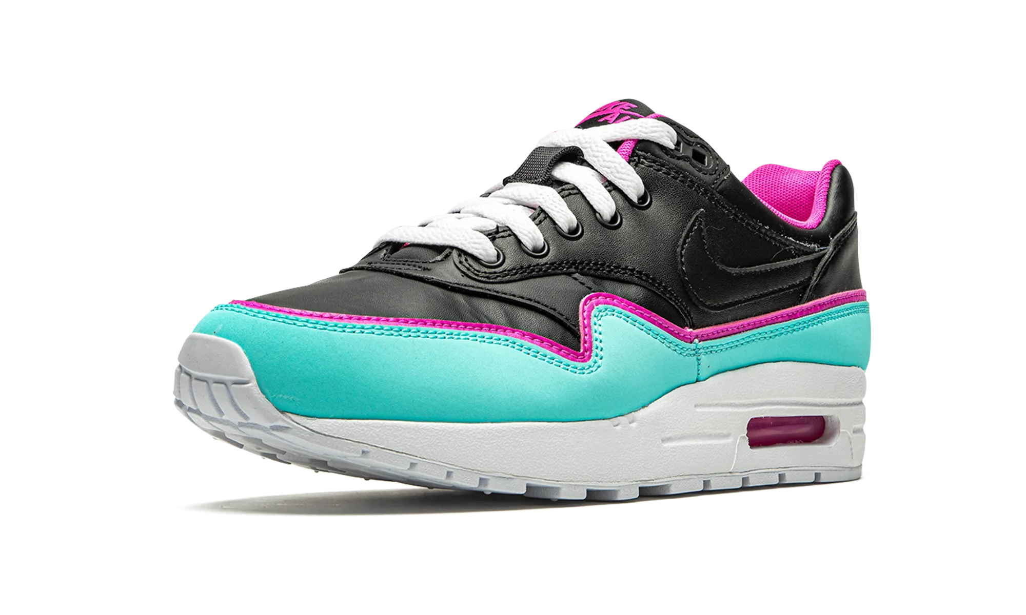 stain - resistant tropical - themed running shoes Air Max 1 DBL (GS) "Double Layered - Aqua Fuchsia"