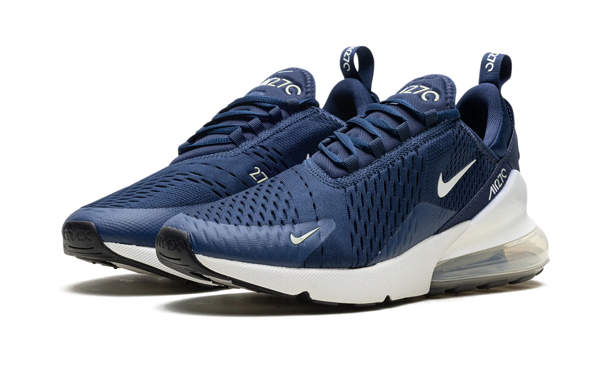 running with a narrow toe box daily runner shoes Air Max 270 "Midnight Navy Black Jade Horizon White"