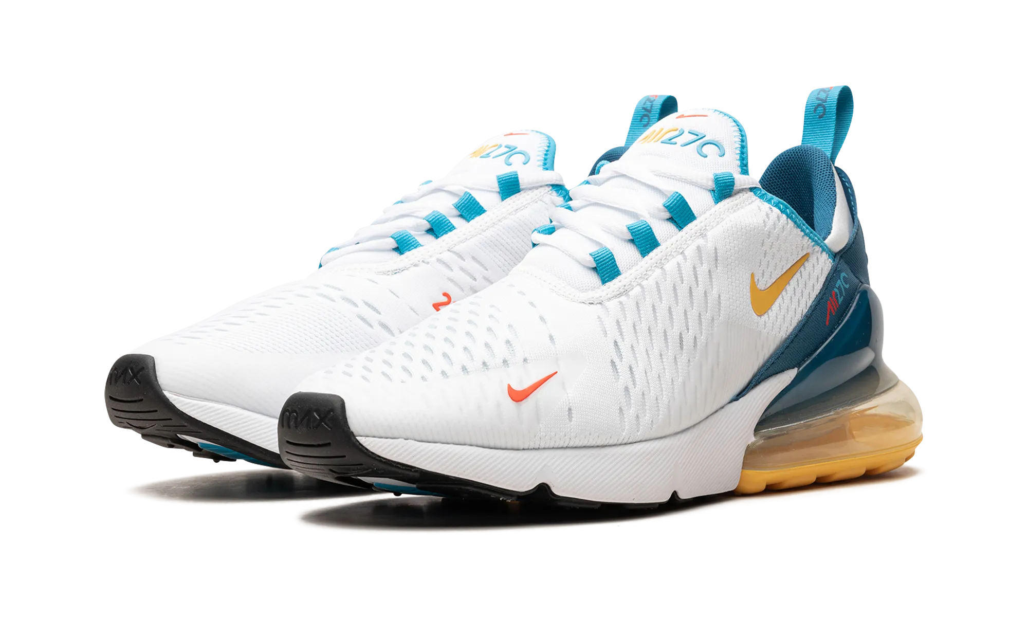 Air Max 270 "White Industrial Blue Citron Pulse" Classic Charm stretchy upper shoes