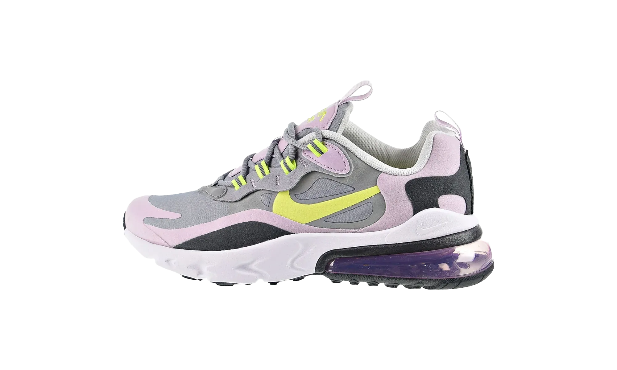 Air Max 270 React GS "Particle Grey/Iced Lilac/Lemon Venom" crossover use