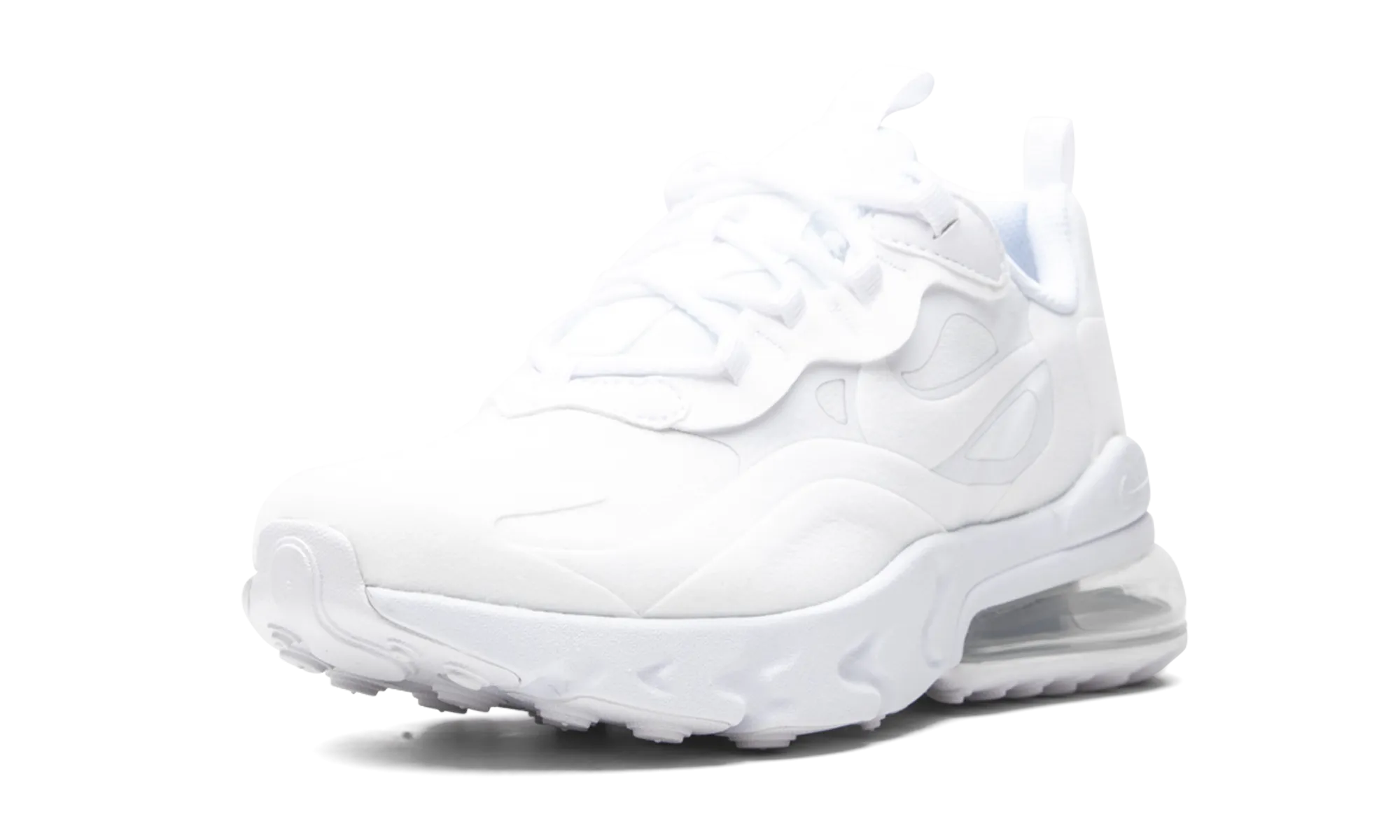 running on an outdoor track shoes Air Max 270 React "Triple White"
