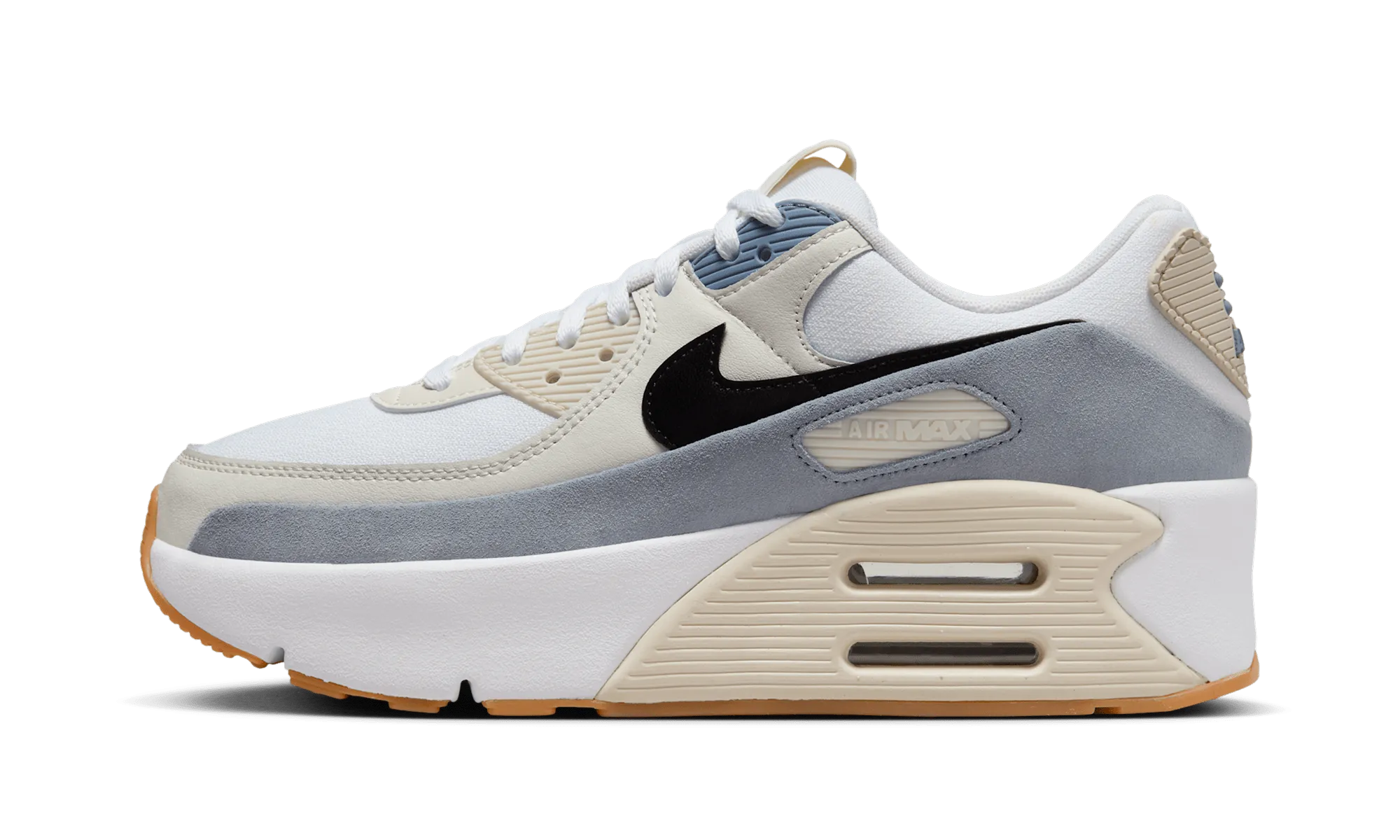 running in a martial arts studio shoes Air Max 90 LV8 WMNS "White Ashen Slate Light Orewood Brown Black"