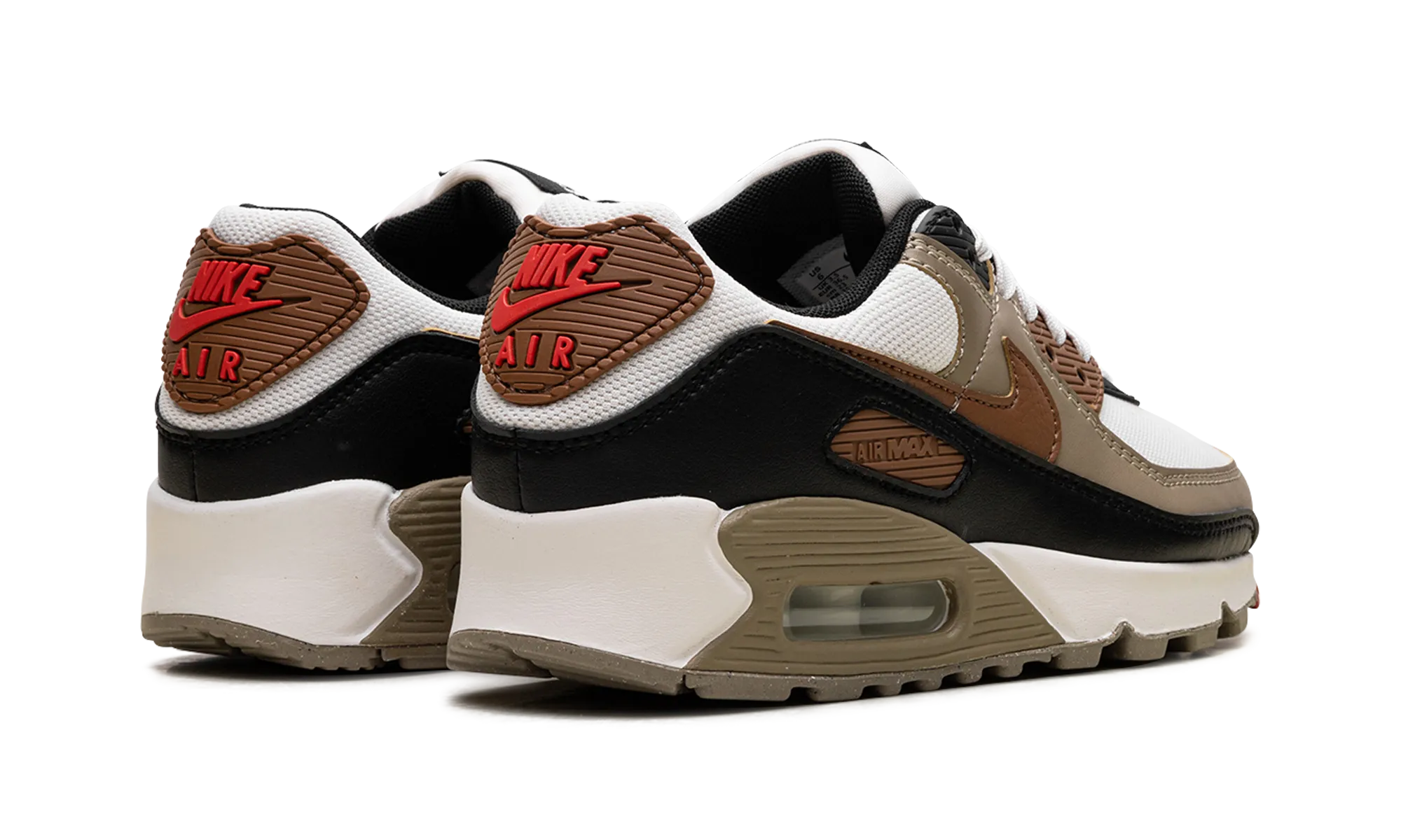 Air Max 90 WMNS "Phantom Black Fire Red Light British Tan" budget - friendly shoes running in oval tracks shoes