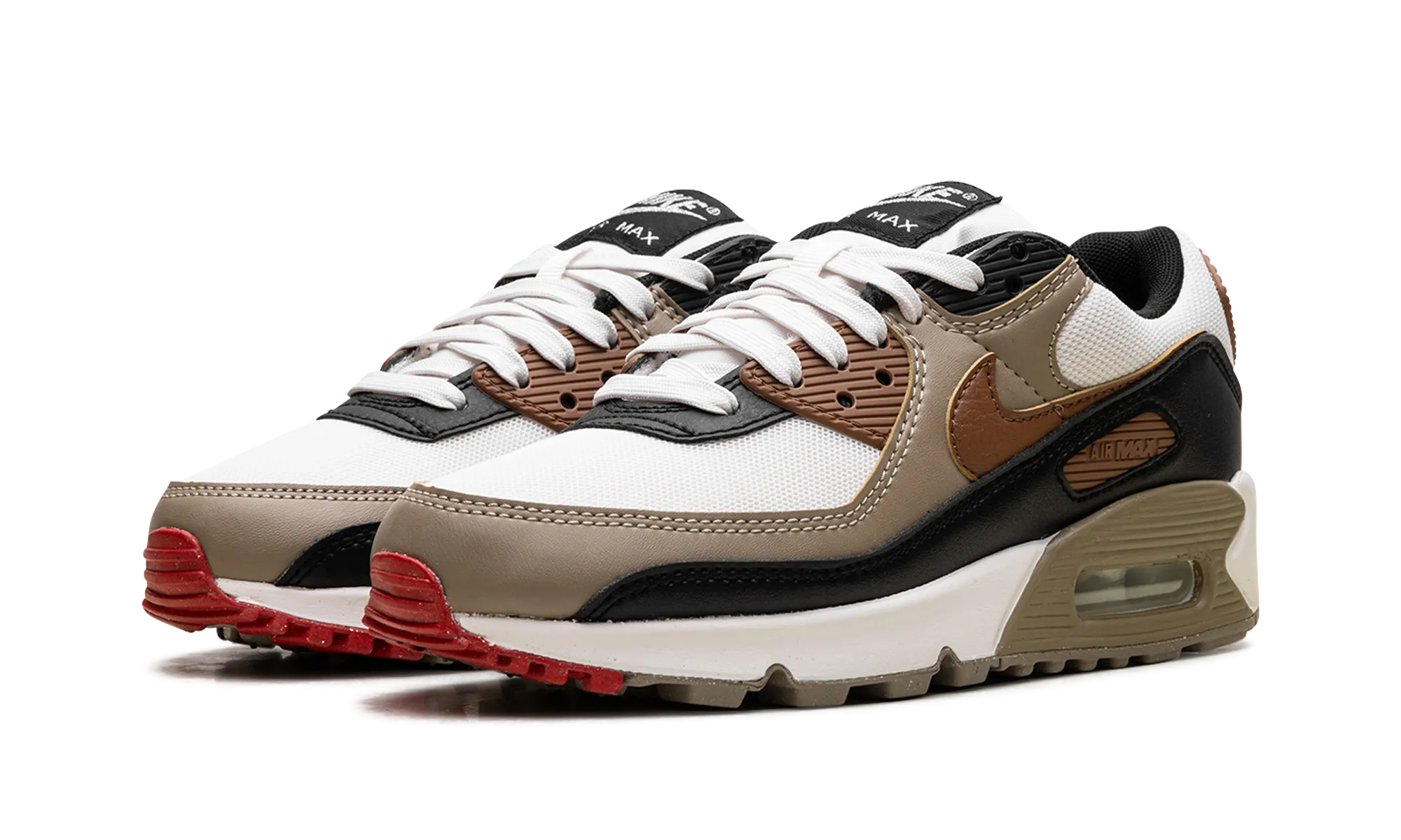 Air Max 90 WMNS "Phantom Black Fire Red Light British Tan" adjustable - strap running wear luxury - feel