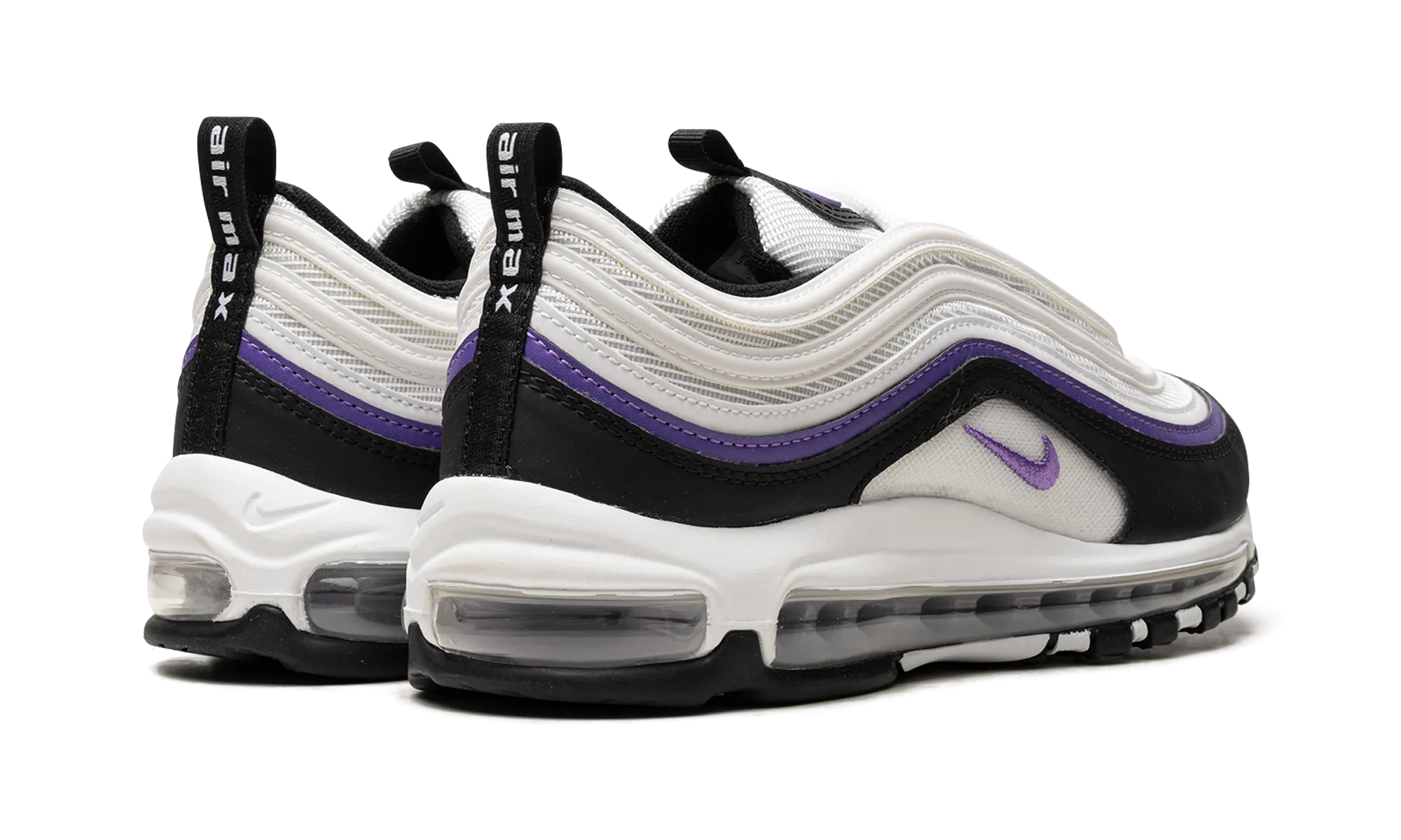 Air Max 97 "Action Grape" running in a tropical area