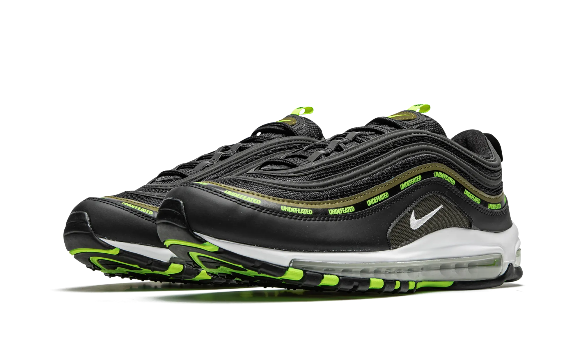 Air Max 97 "Undefeated - Black Volt" running in a basketball court area shoes Toe