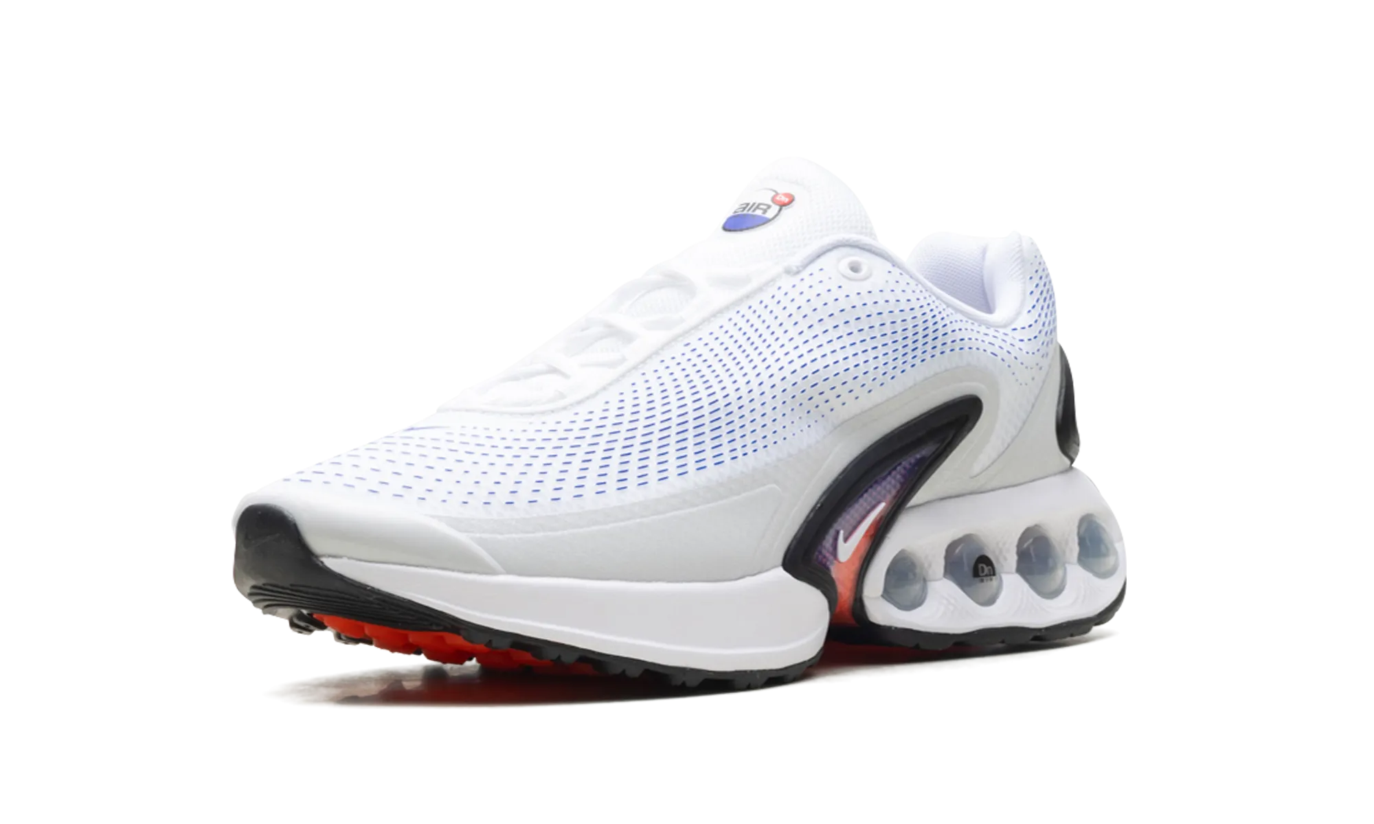 shoe width running with a low - top design Air Max Dn "White Racer Blue Bright Crimson"
