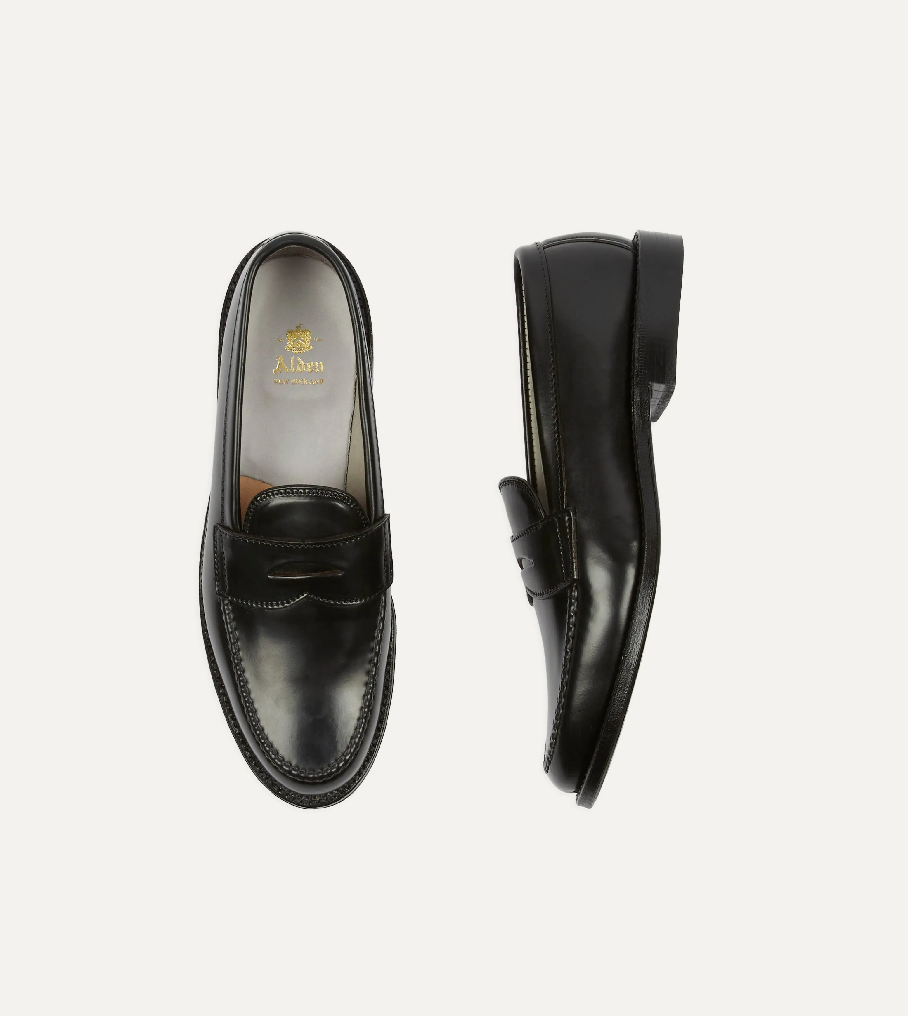 Height Aid Alden Black Cordovan Handsewn Leisure Loafer