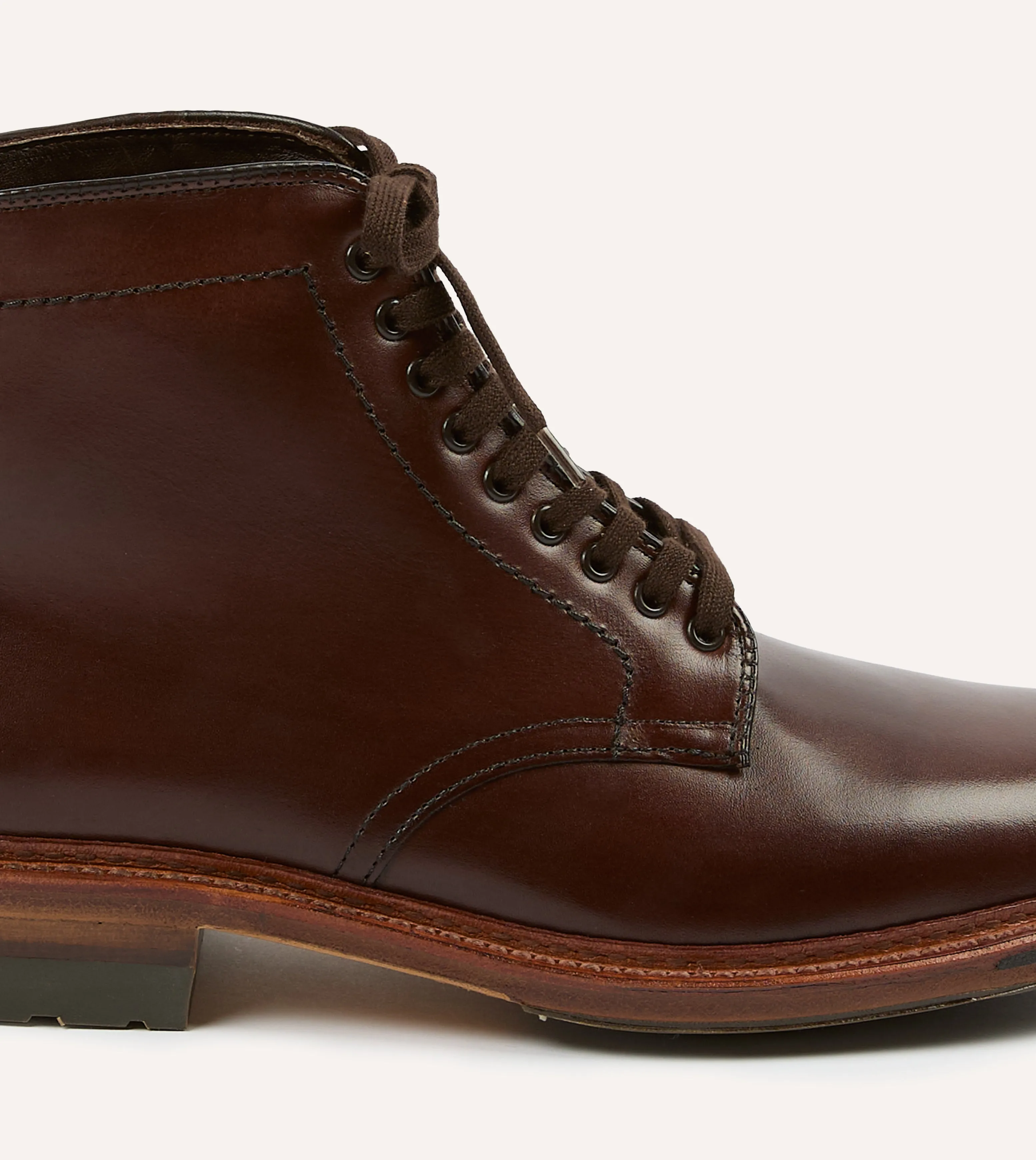 Center Shade Alden Brown Calf Leather Plain Toe Boot