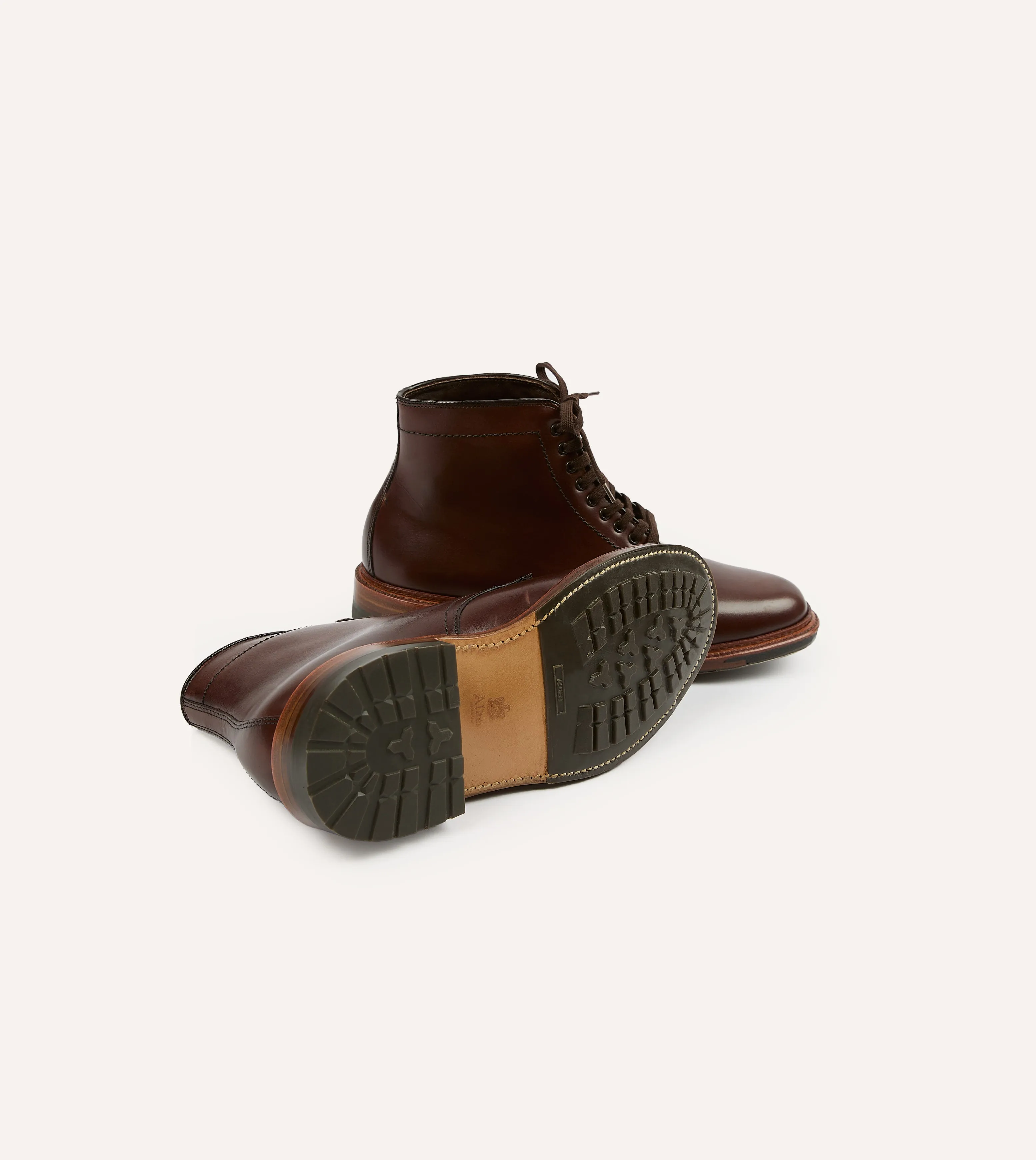 Alden Brown Calf Leather Plain Toe Boot Crisp Presence