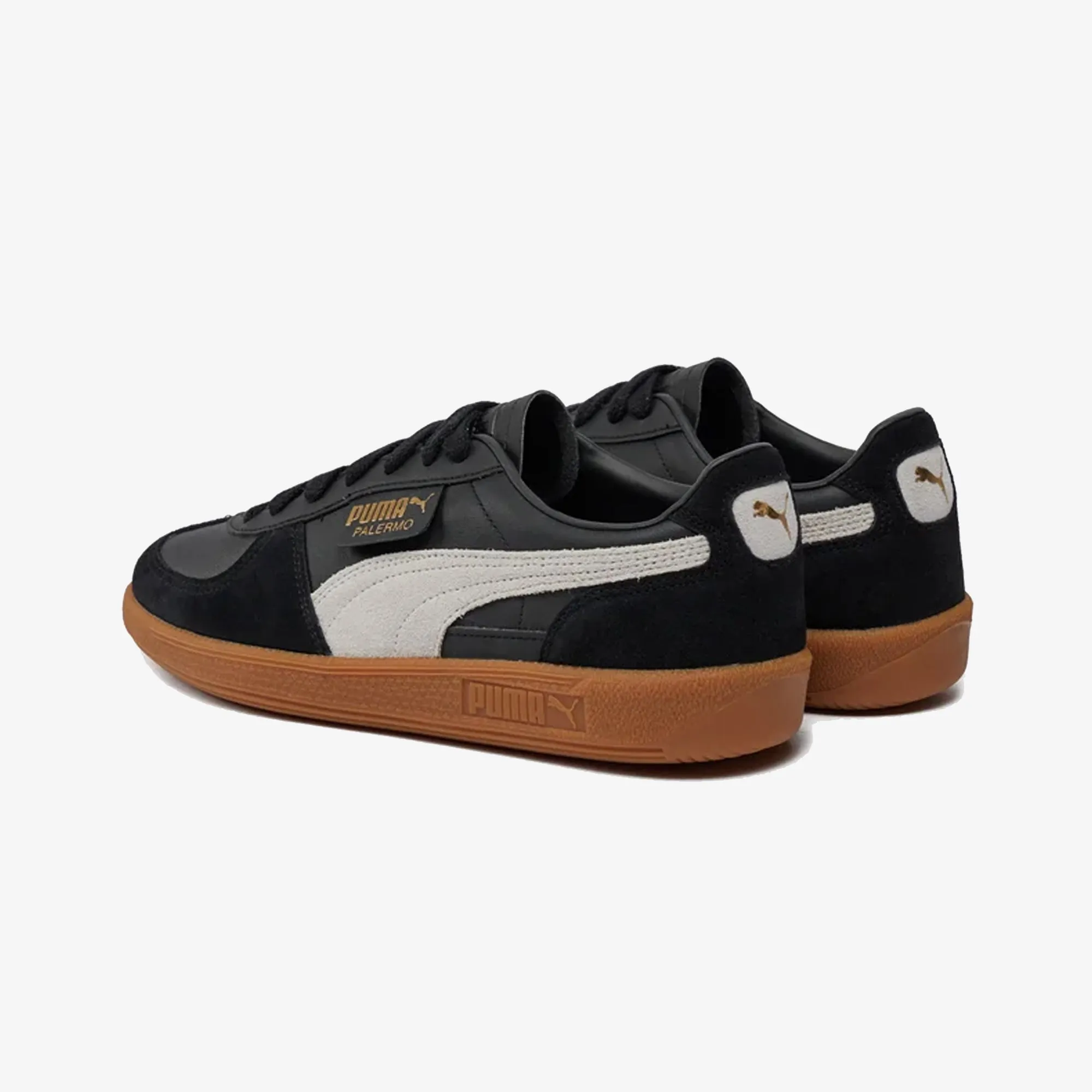 PUMA | PALERMO LEATHER { BLACK/GRAY Stylish Design