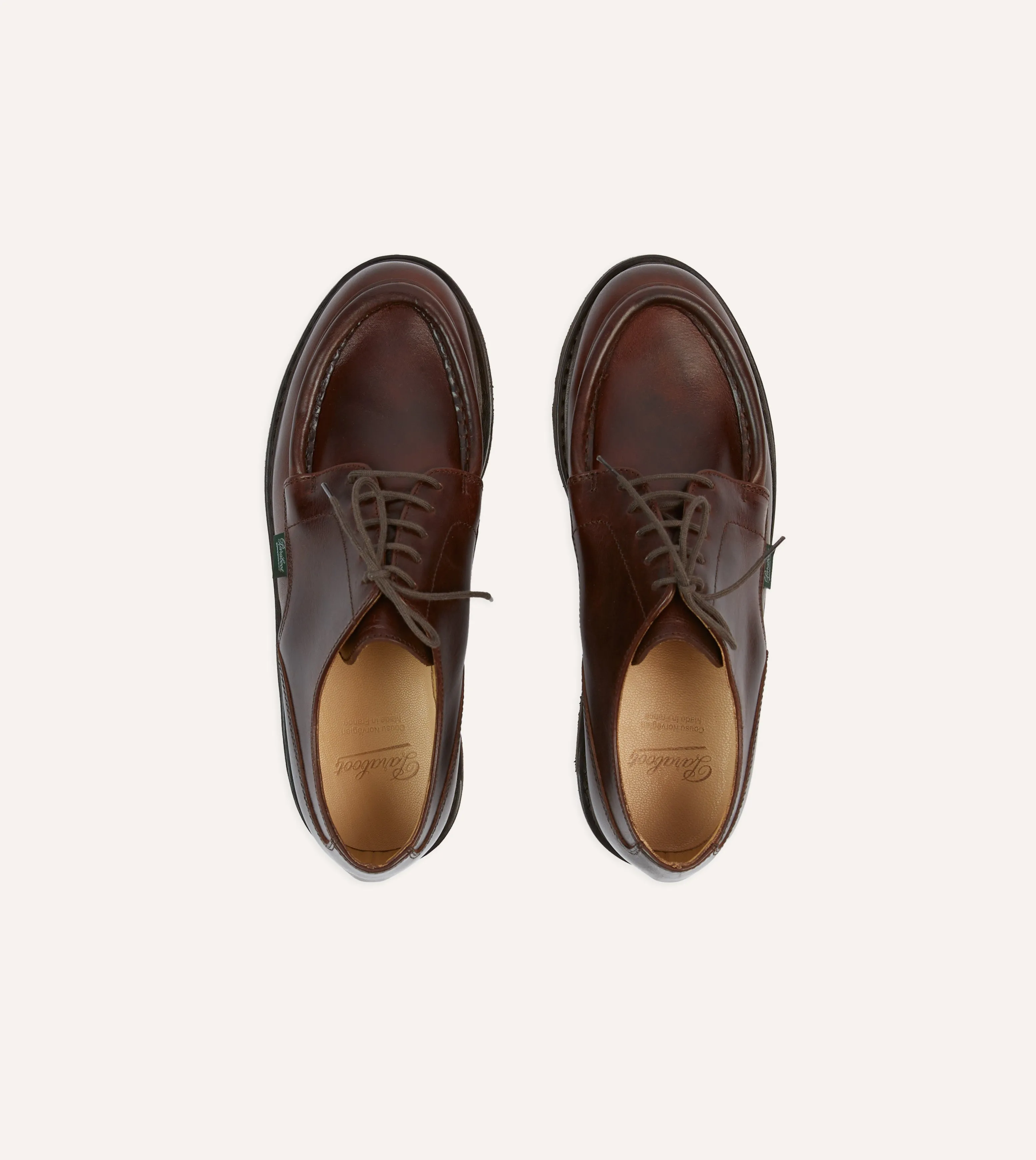 Paraboot Villandry Brown Calf Leather Derby Shoe Shine Finish