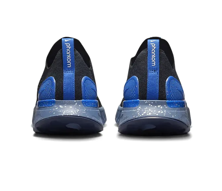 Flexible Rubber Outsole Men??s Nike React Phantom Run FK 2 (Black/Hyper Royal)