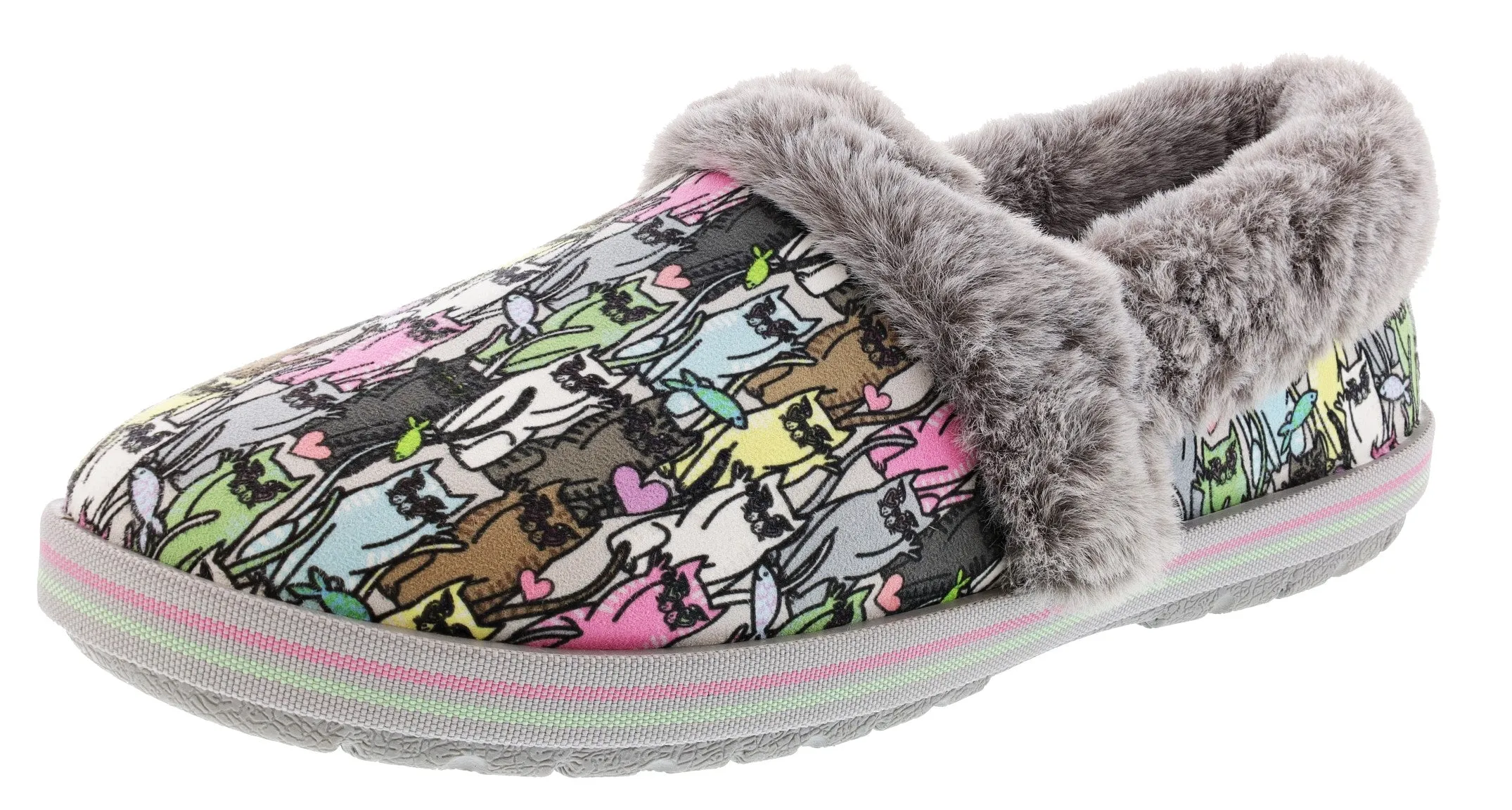 Quiet Move Strap Skechers Bobs Women's Too Cozy Kitten Gloves Memory Foam Slippers