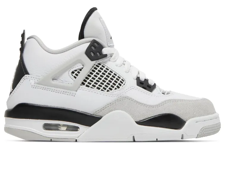(GS) Nike Air Jordan 4 Retro (Military Black) Air Cushioned Sole