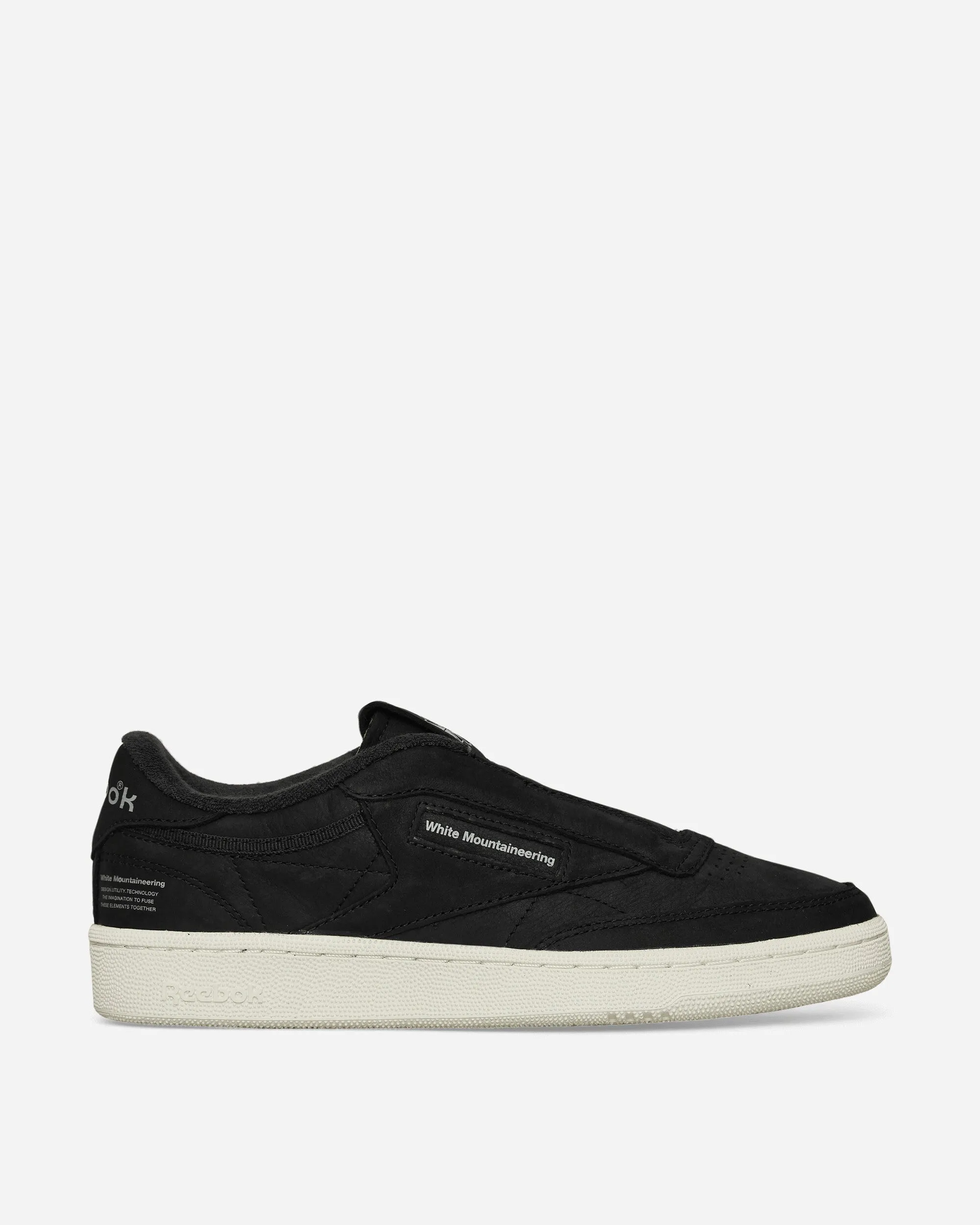 White Mountaineering Club C 85 Sneakers Black / Chalk / Grey Asymmetric Lacing Breathable layers