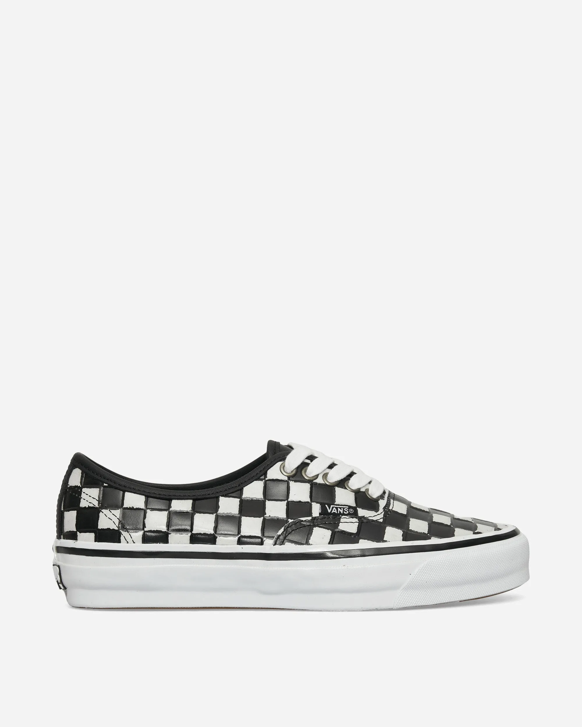 Authentic 44 Leather Check Vibram Sneakers Black / White Fit Ready