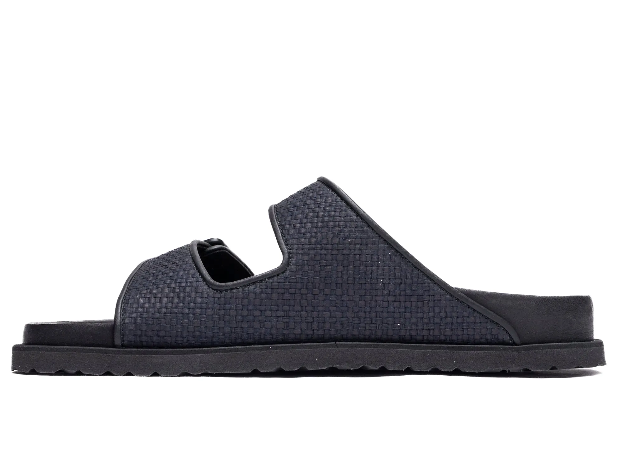 Birkenstock Arizona Raffia Luxe 1774 in Black Shine Silver