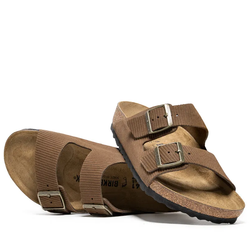 Sunny Walk Walk Lightly Birkenstock Arizona Suede Corduroy - Dark Tea