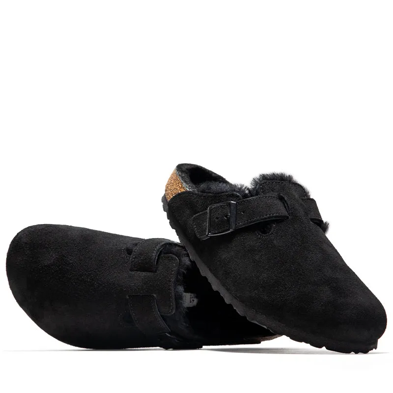 Anti Fatigue Birkenstock Boston Shearling Suede - Black