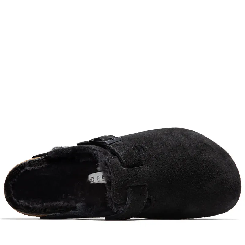 Comfortable Footwear for Summer Chill Gear Birkenstock Boston Shearling Suede - Black