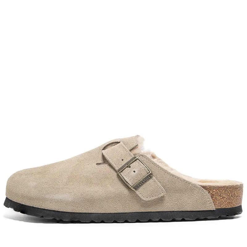 Birkenstock Boston Shearling Suede Shearling - Taupe Sand Balanced feel Summer Ready