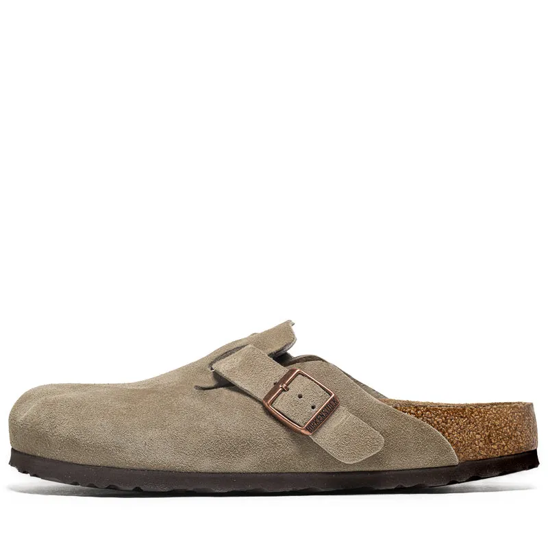 Motion Ease Convenient Slip On Birkenstock Boston Soft Footbed Suede - Taupe