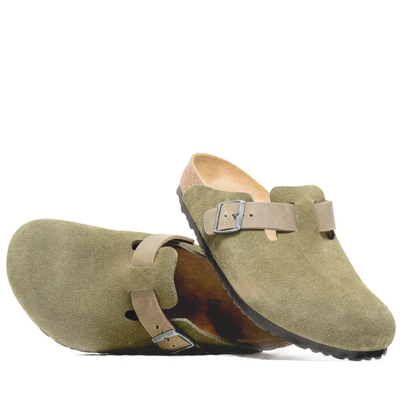 Birkenstock Boston Suede Oiled Leather - Thyme Comfy Walk Simple Comfort Fit
