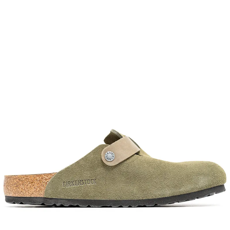 PU Sole Birkenstock Boston Suede Oiled Leather - Thyme